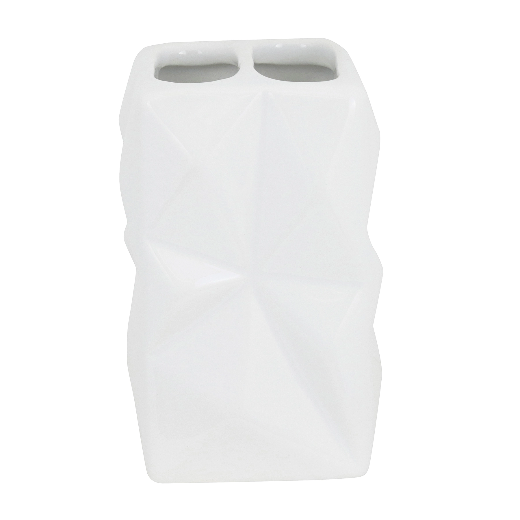 Porta Escova de Dente de Bancada para Banheiro Cerâmica Branco Diamond Importado