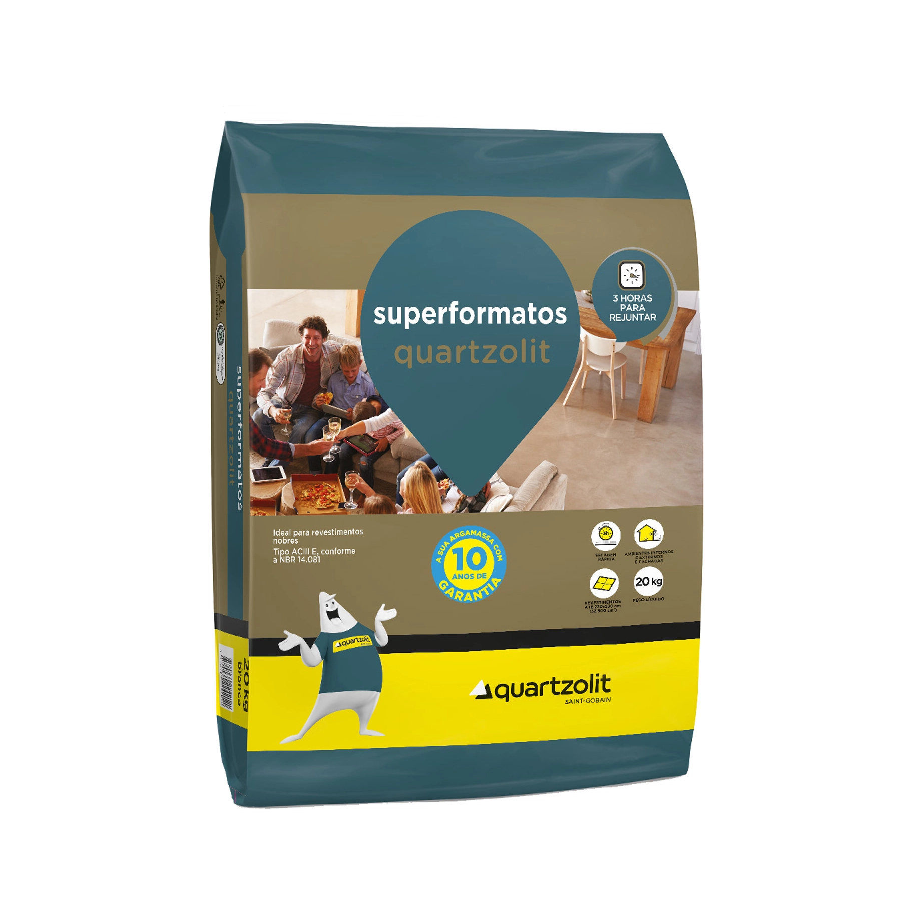 Argamassa ACIII Interno e Externo 20kg Branco Super Formatos Cimentcola Quartzolit