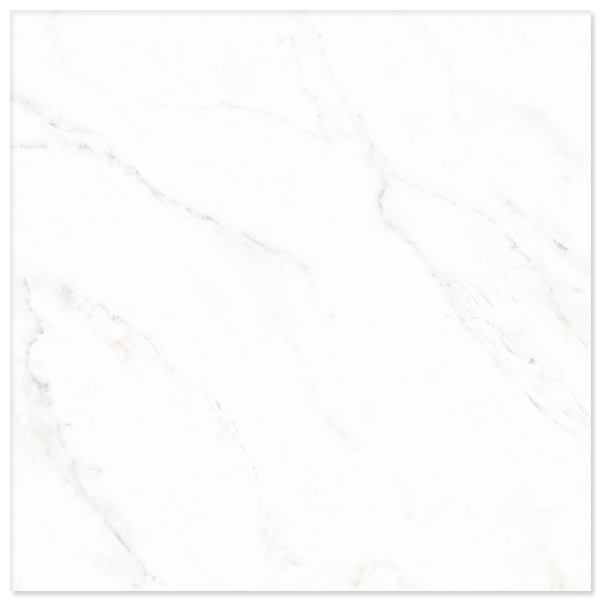 Piso Cerâmico Interno Mármore Esmaltado Brilhante Borda Arredondada 51x51cm Brisa Bianco Unigrês