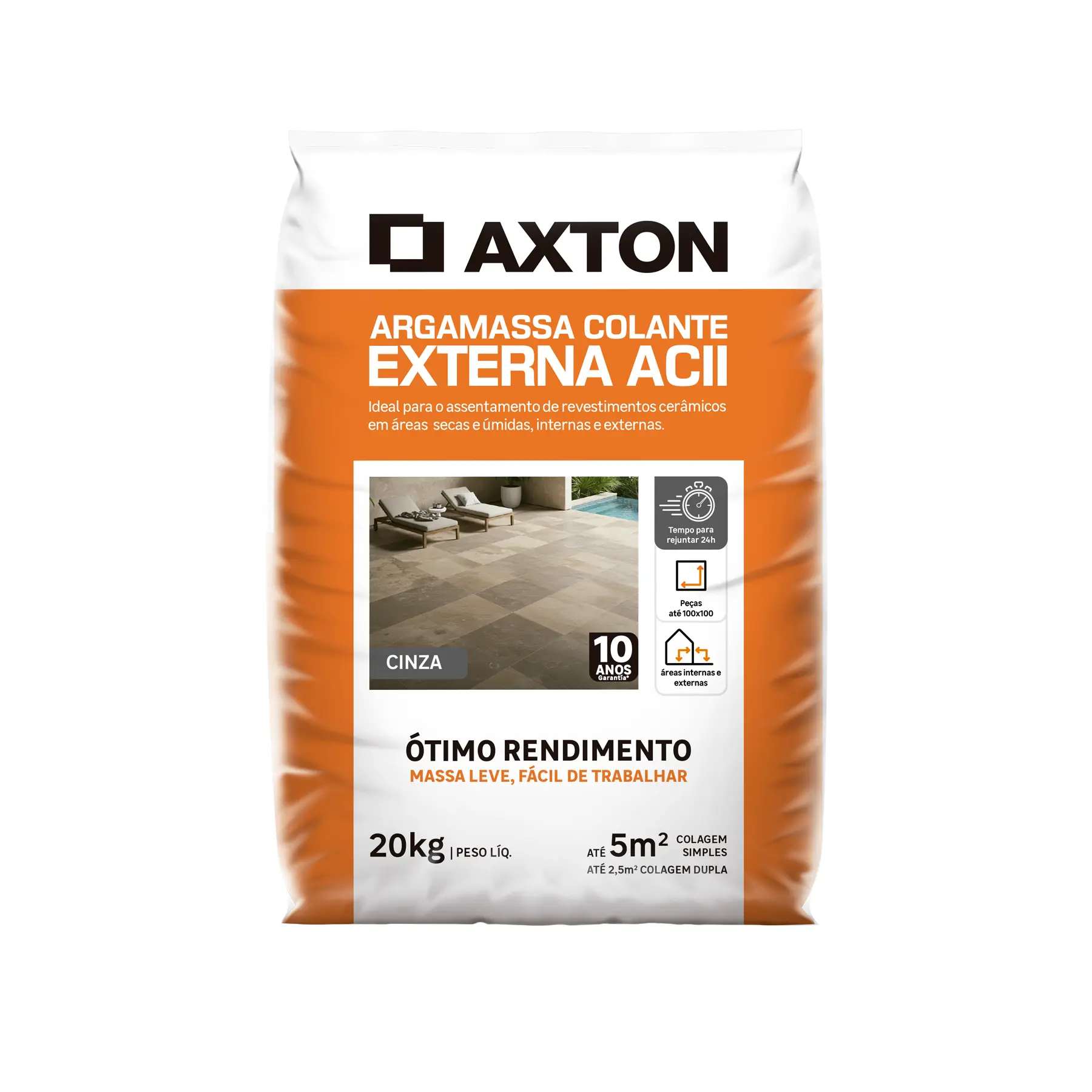 Argamassa Cerâmica ACII Interno|Externo 20kg Cinza Axton
