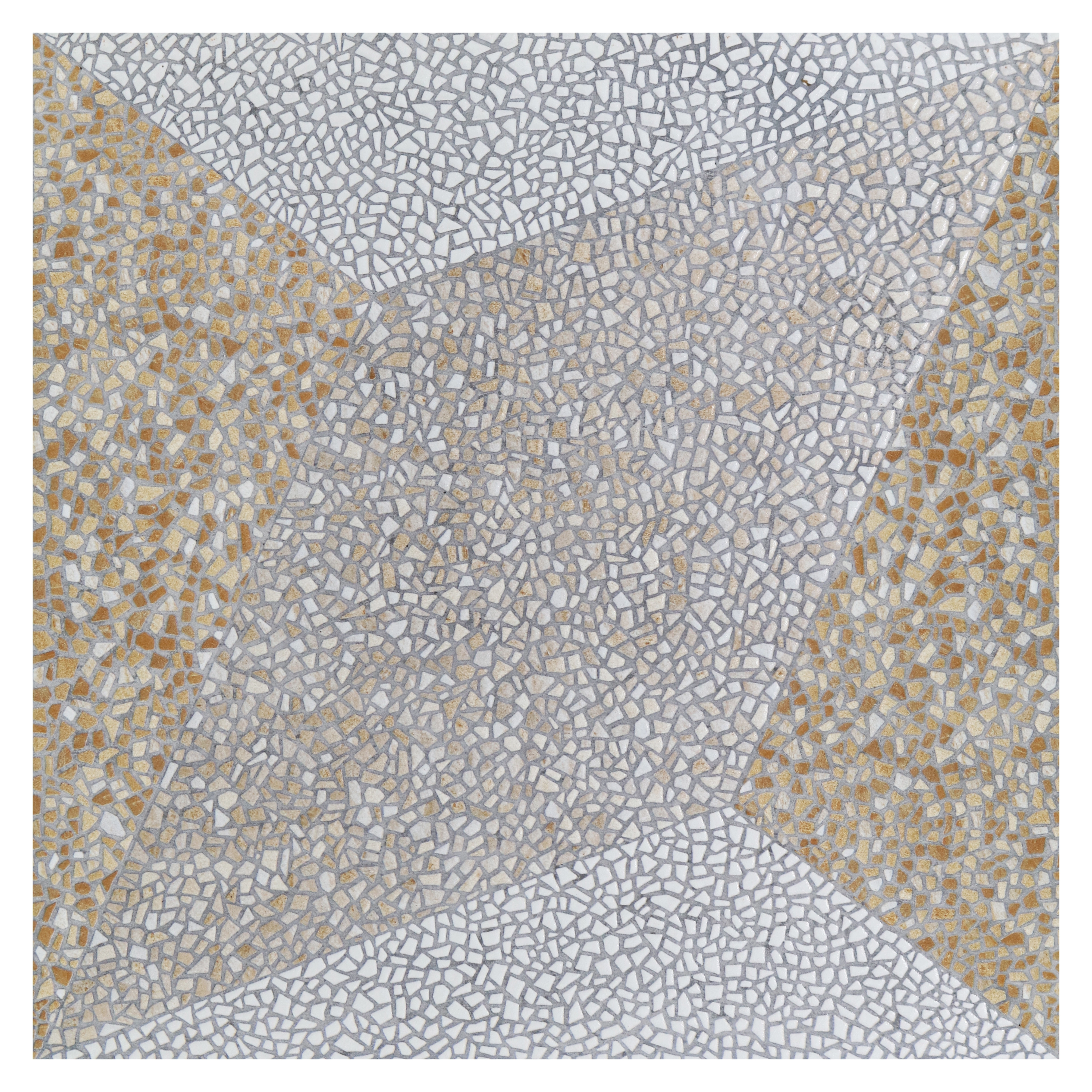 Piso Cerâmico Externo Pedra Esmaltado Borda Arredondada Mosaico Beige Geometric HD6124 60x60cm Artens