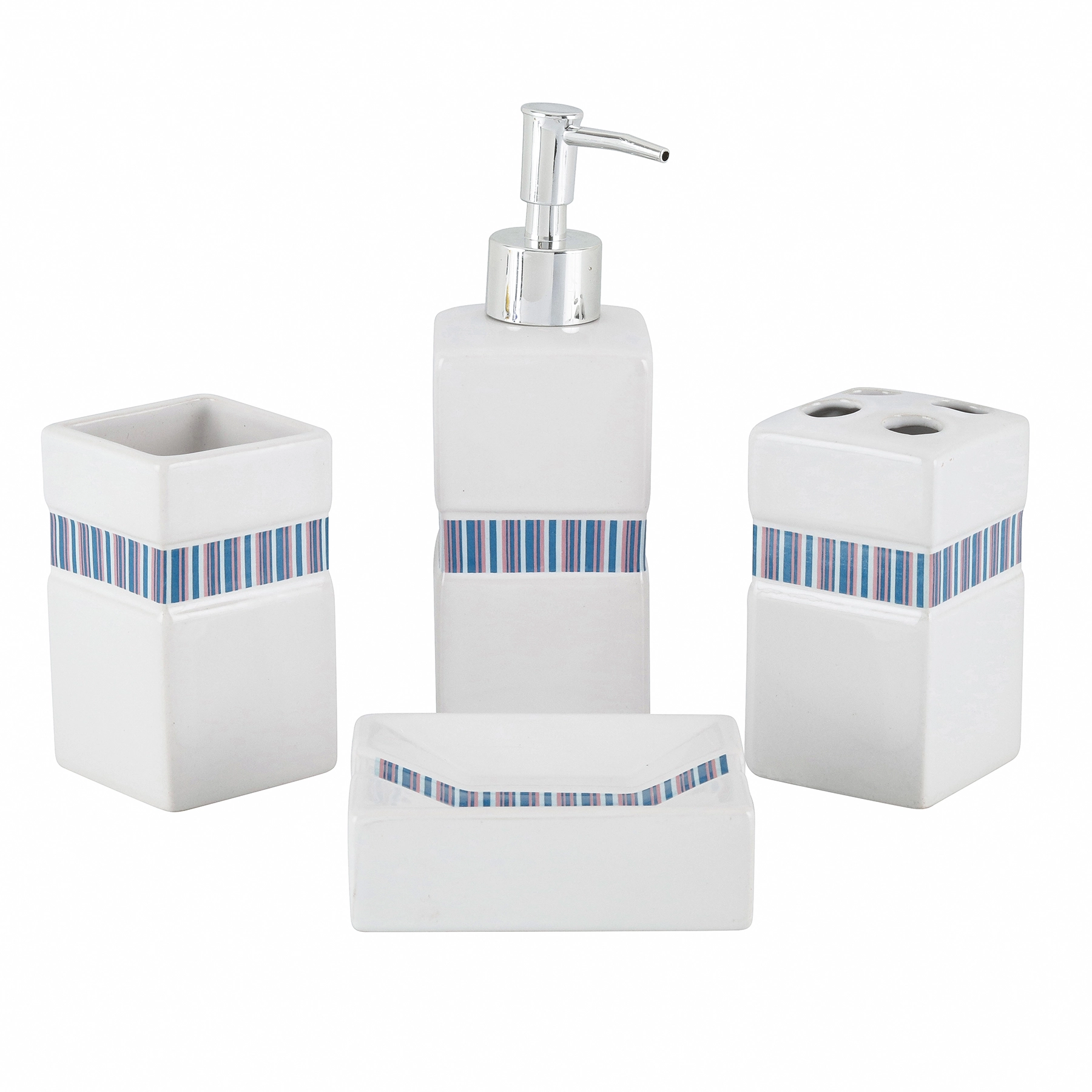 Kit Acessórios de Bancada 4 Peças Louça Nice Branco