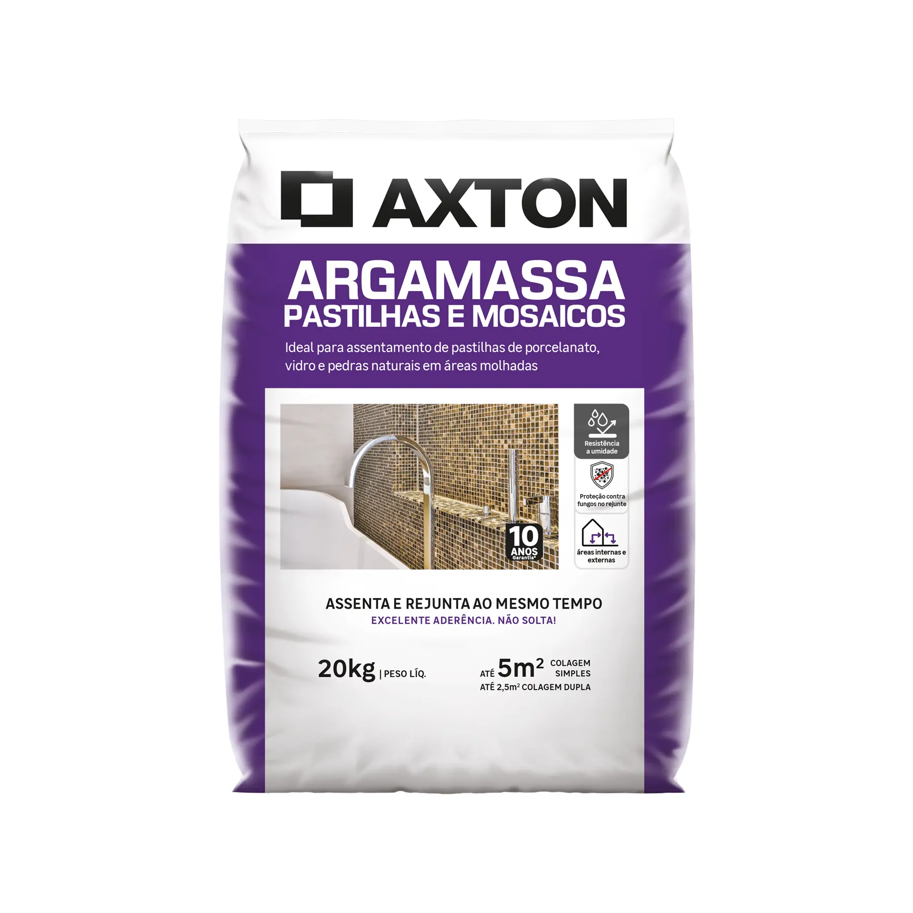 Argamassa Colante Pastilhas e Mosaicos Interno|Externo 20kg Branca Axton