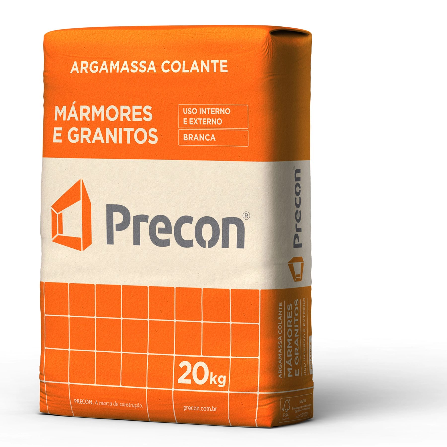 Argamassa Pastilhas e Mosaicos Interno e Externo 1kg Branco Precon