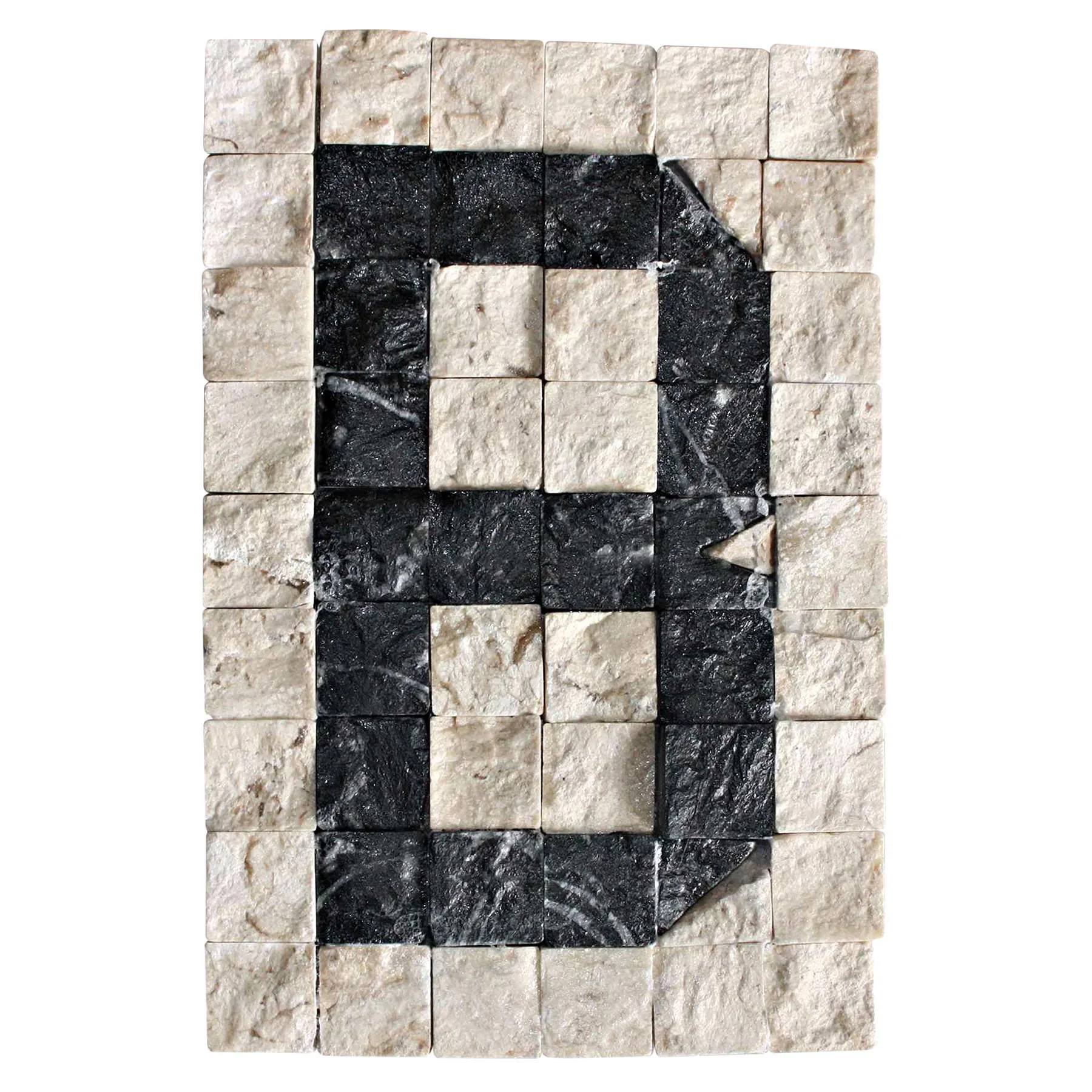 Letra Casa "B" 10cm Assentado Mármore Bege e Preto