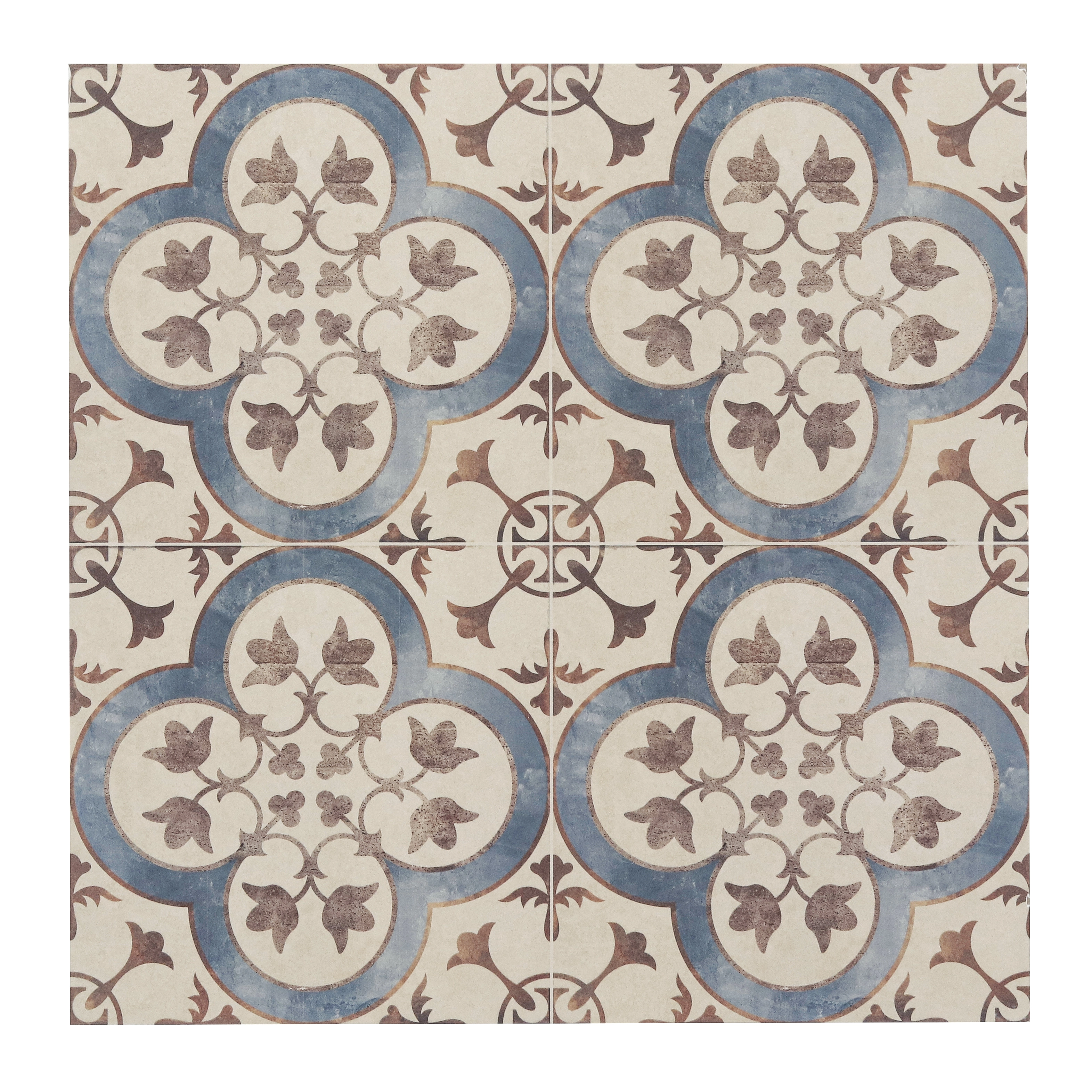 Porcelanato Interno Decorado Esmaltado Borda Reta Ladrilho Mediterrâneo 60x60cm Ceusa