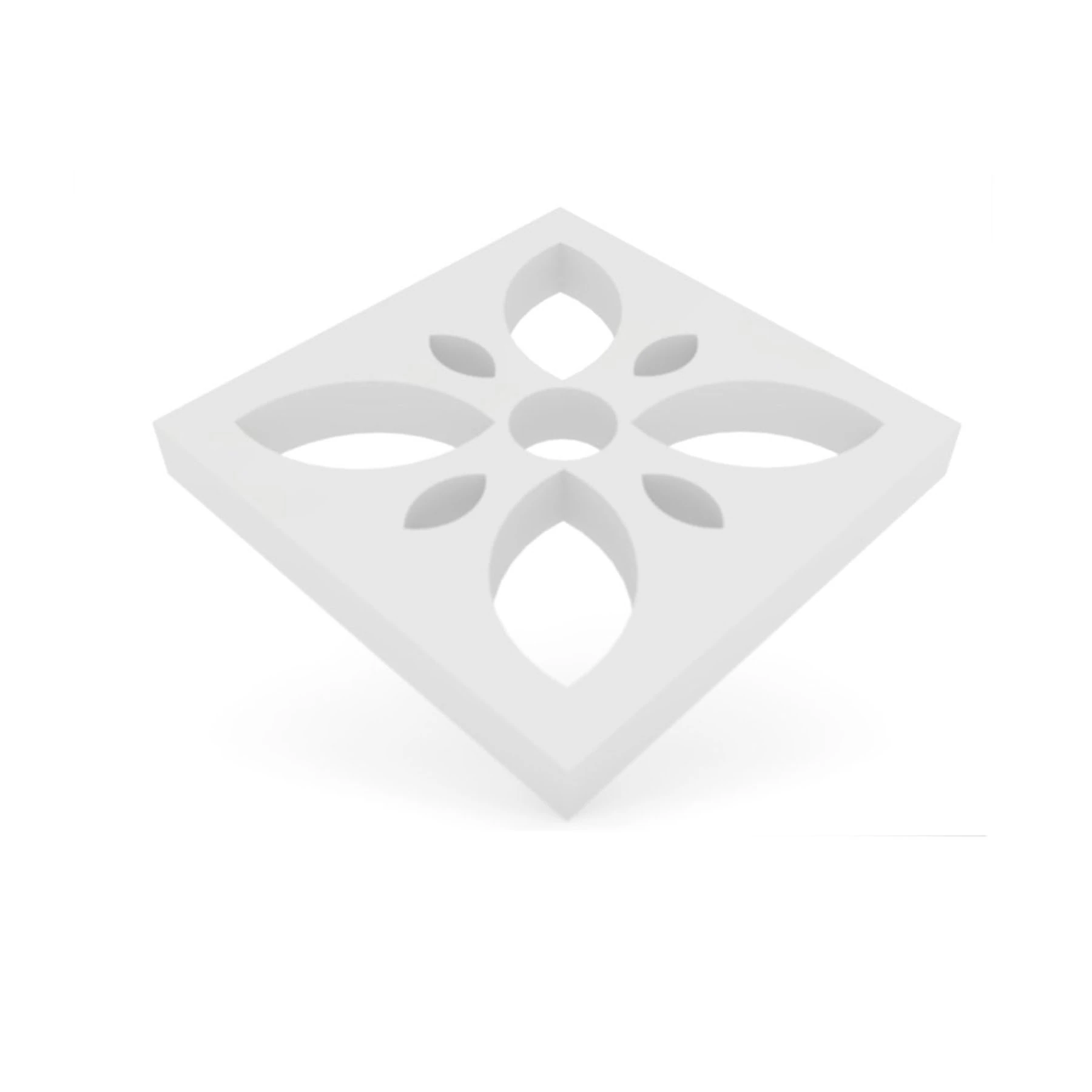 Elemento Vazado de Concreto Natural 40x40cm Branco Floral Stone Plus