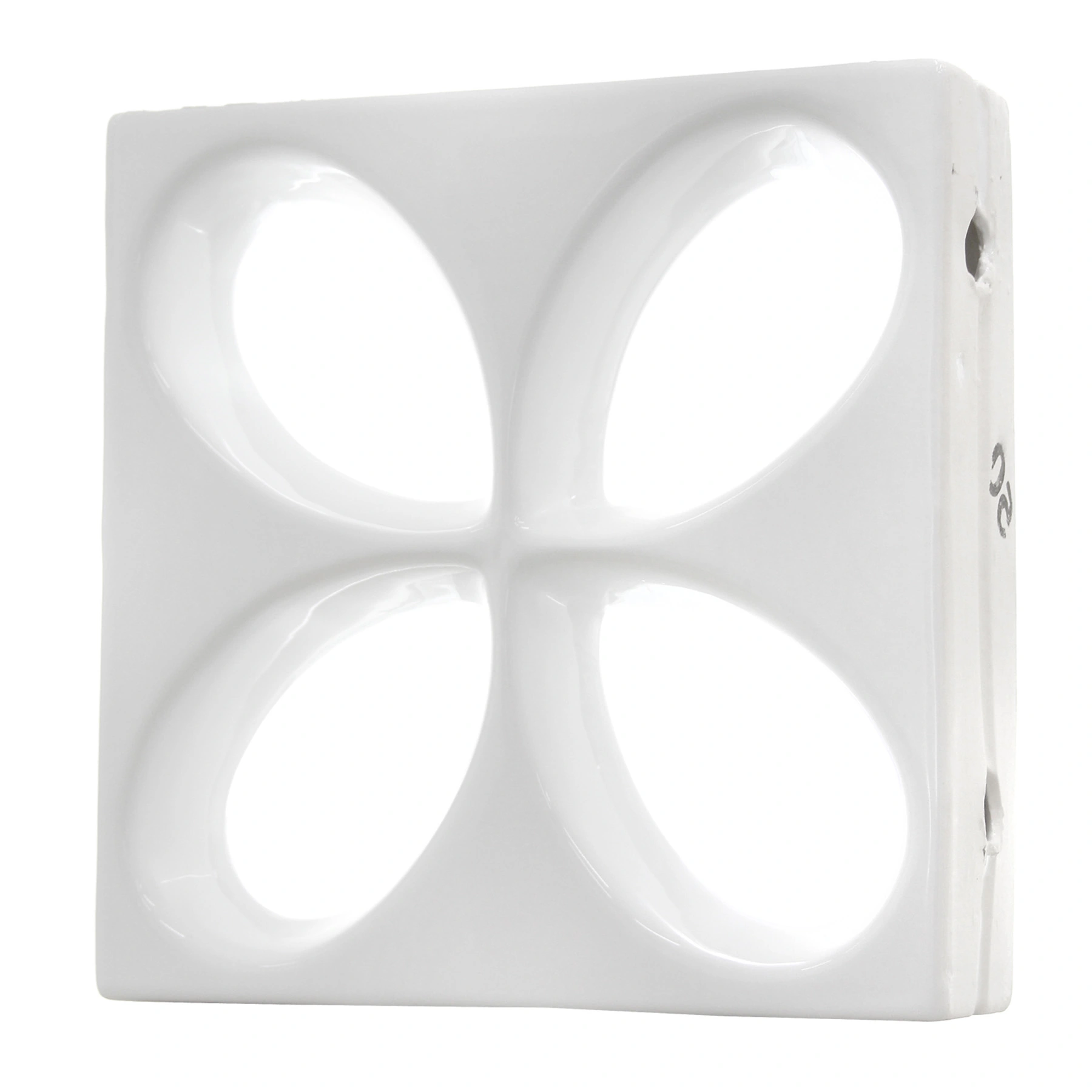 Cobogó Cerâmico Esmaltado Brilhante 30x30cm Branco Floral Essenza