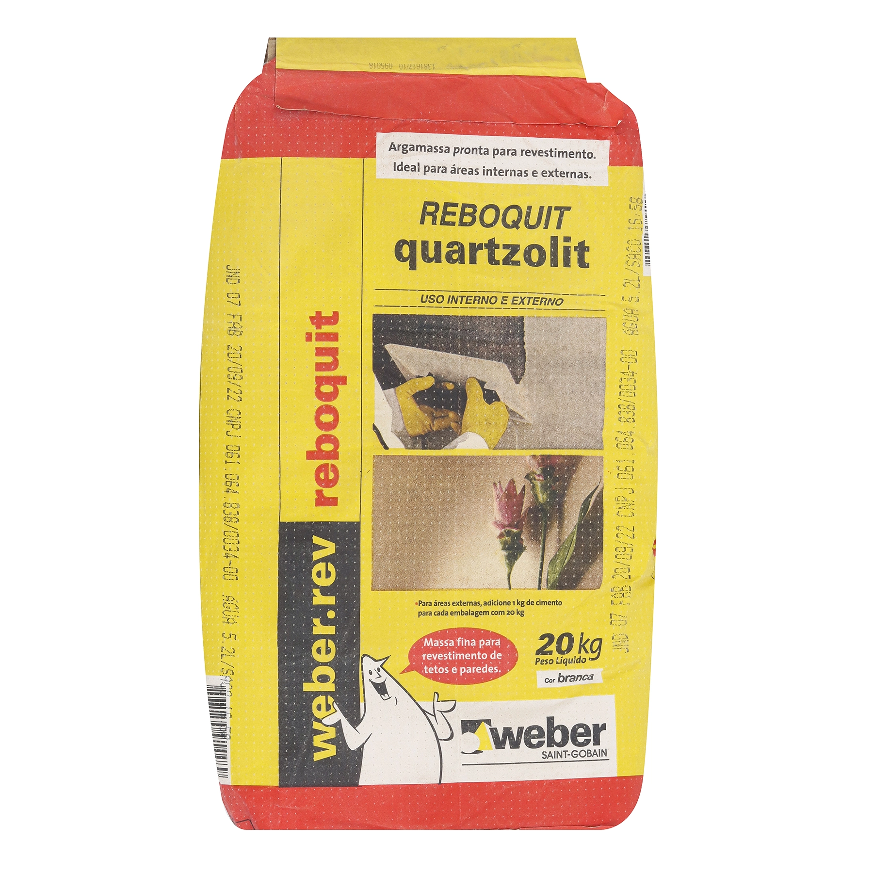 Argamassa Massa de Reparo Interno e Externo 20kg Branco Reboquit Quartzolit