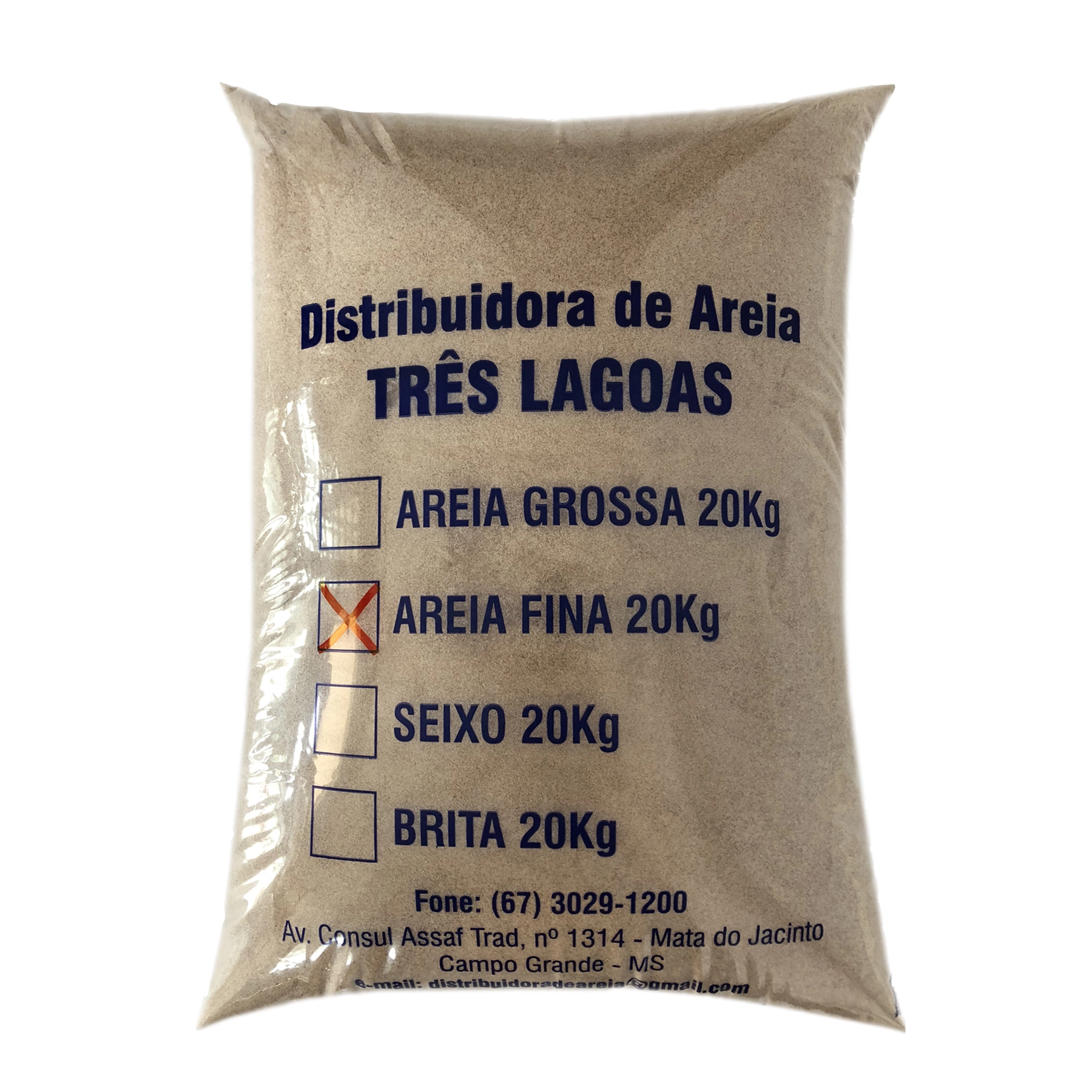 Areia Fina Saco 20kg Três Lagoas