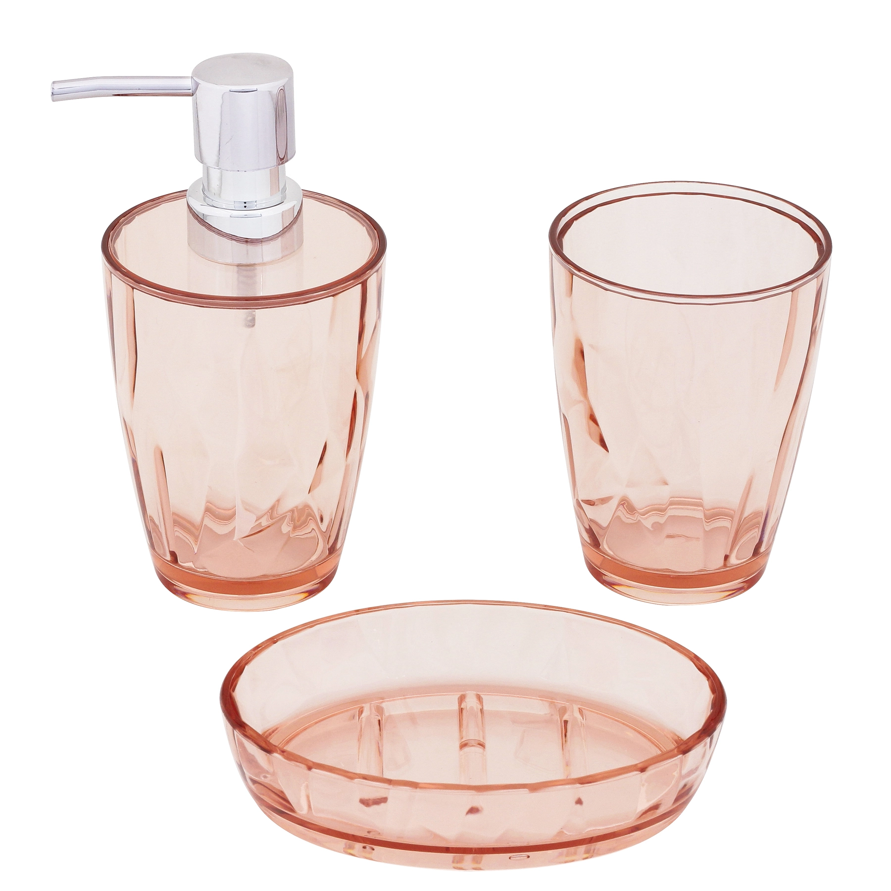 Kit Acessórios de Bancada 3 peças Acrílico Rose Toilet Mabruk
