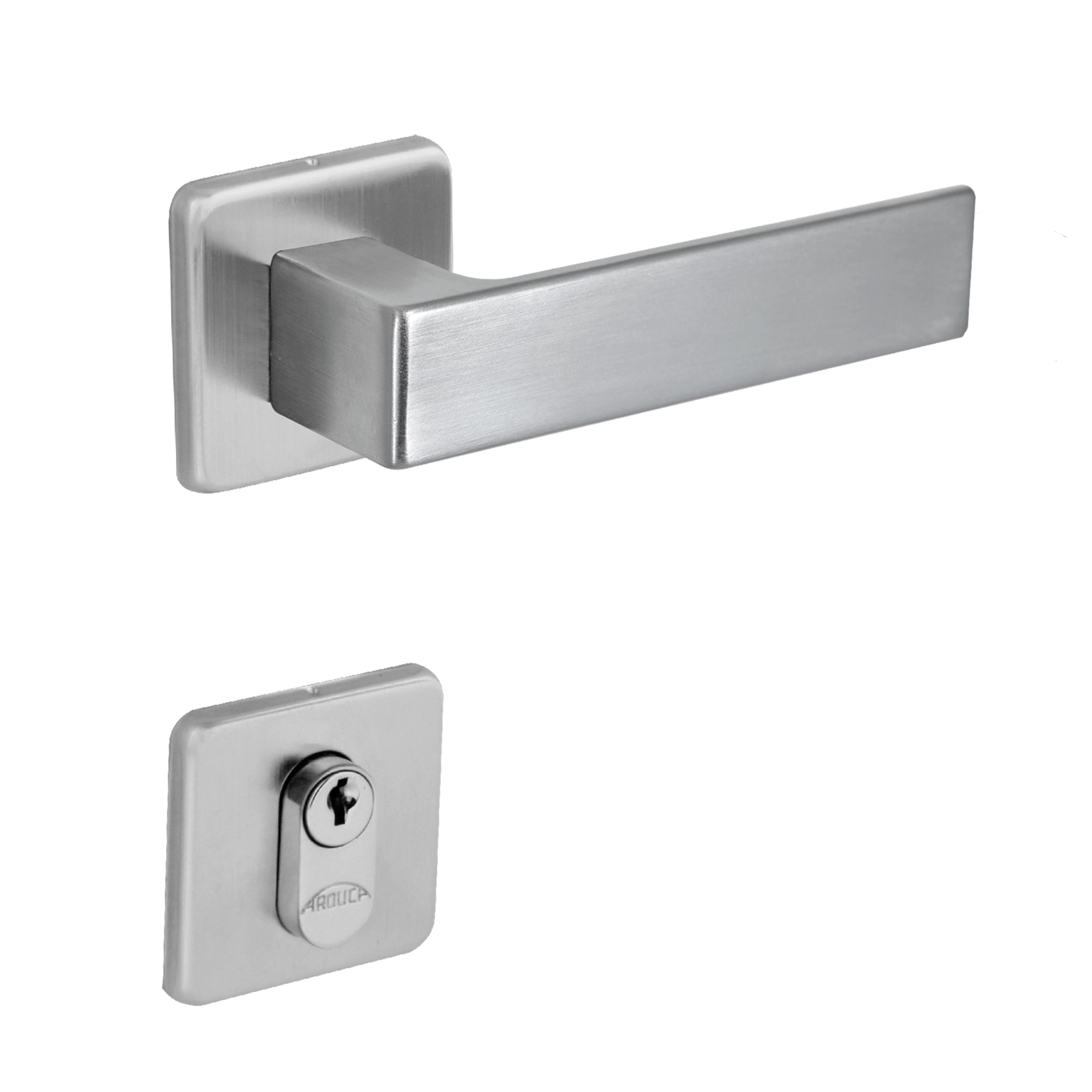 Fechadura para Porta de Entrada Arouca Chess Acetinado 40mm Aço Inox Chave Simples
