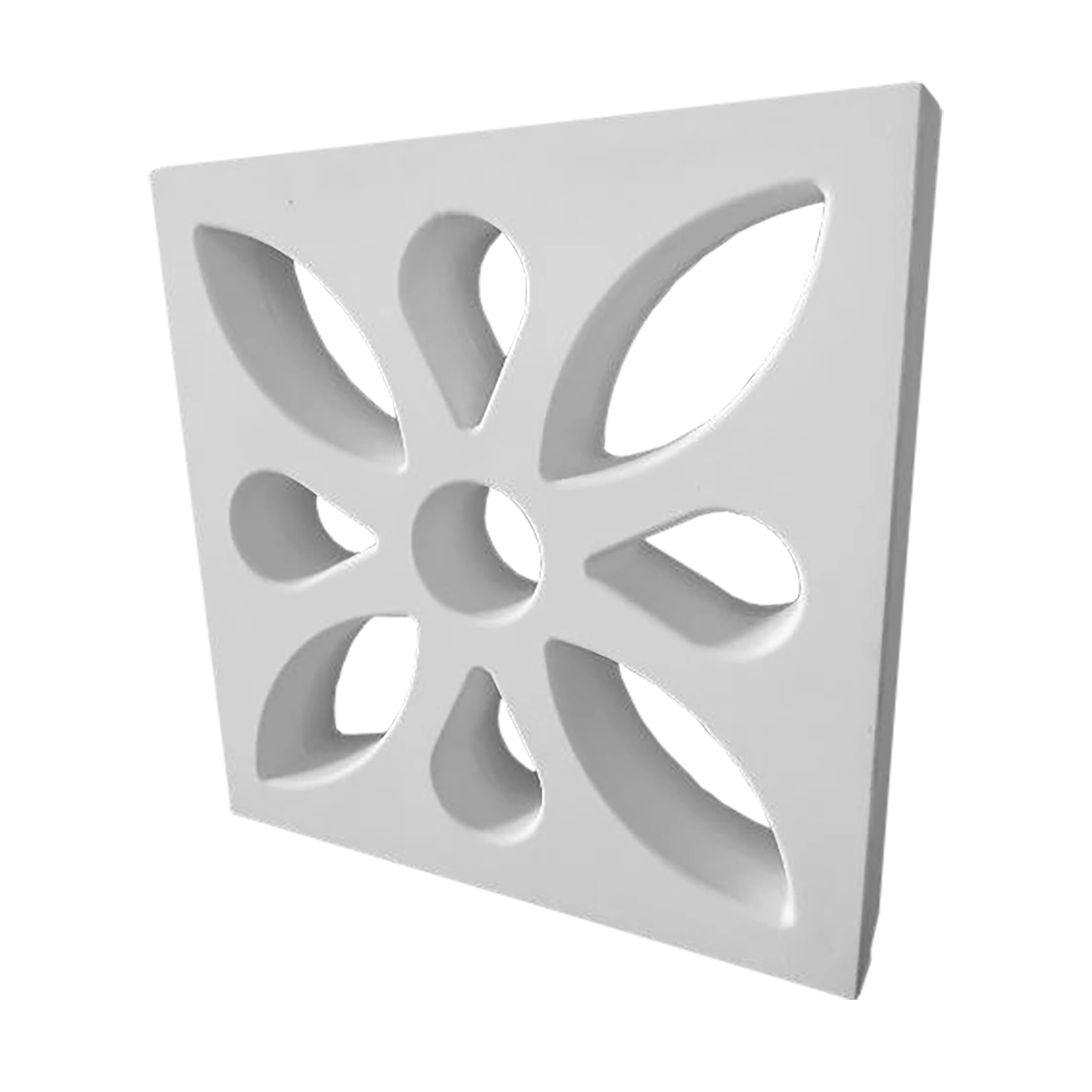 Elemento Vazado de Cimento 39x39cm Branco Floral Stone Plus