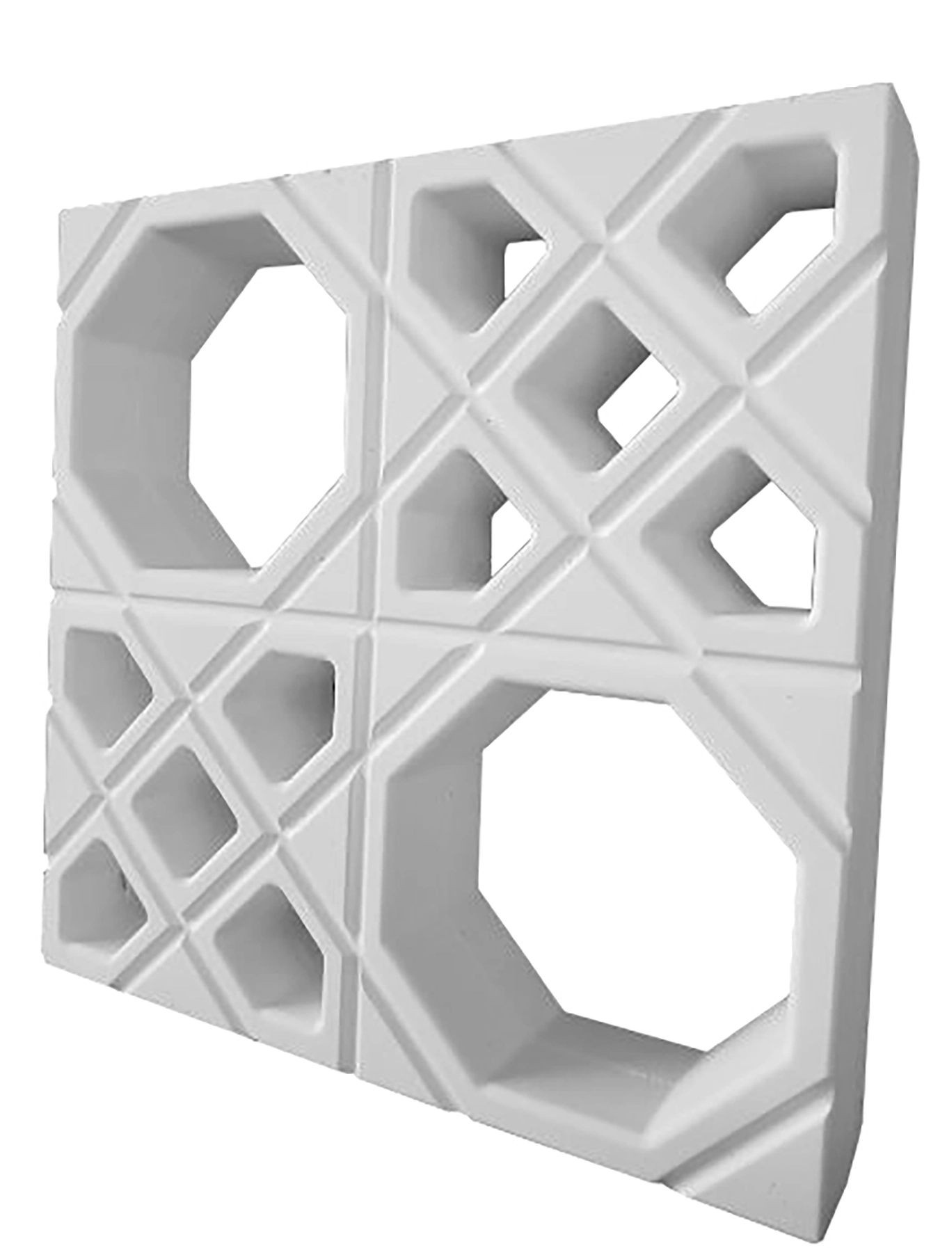 Elemento Vazado de Concreto Natural 39x39cm Branco Renda Stone Plus