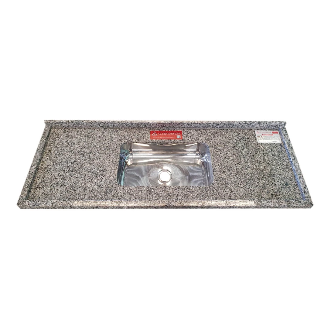 Pia de Cozinha Granito Ocre Itabira 100cm Plus Cuba Simples L.A. Pias e Granitos