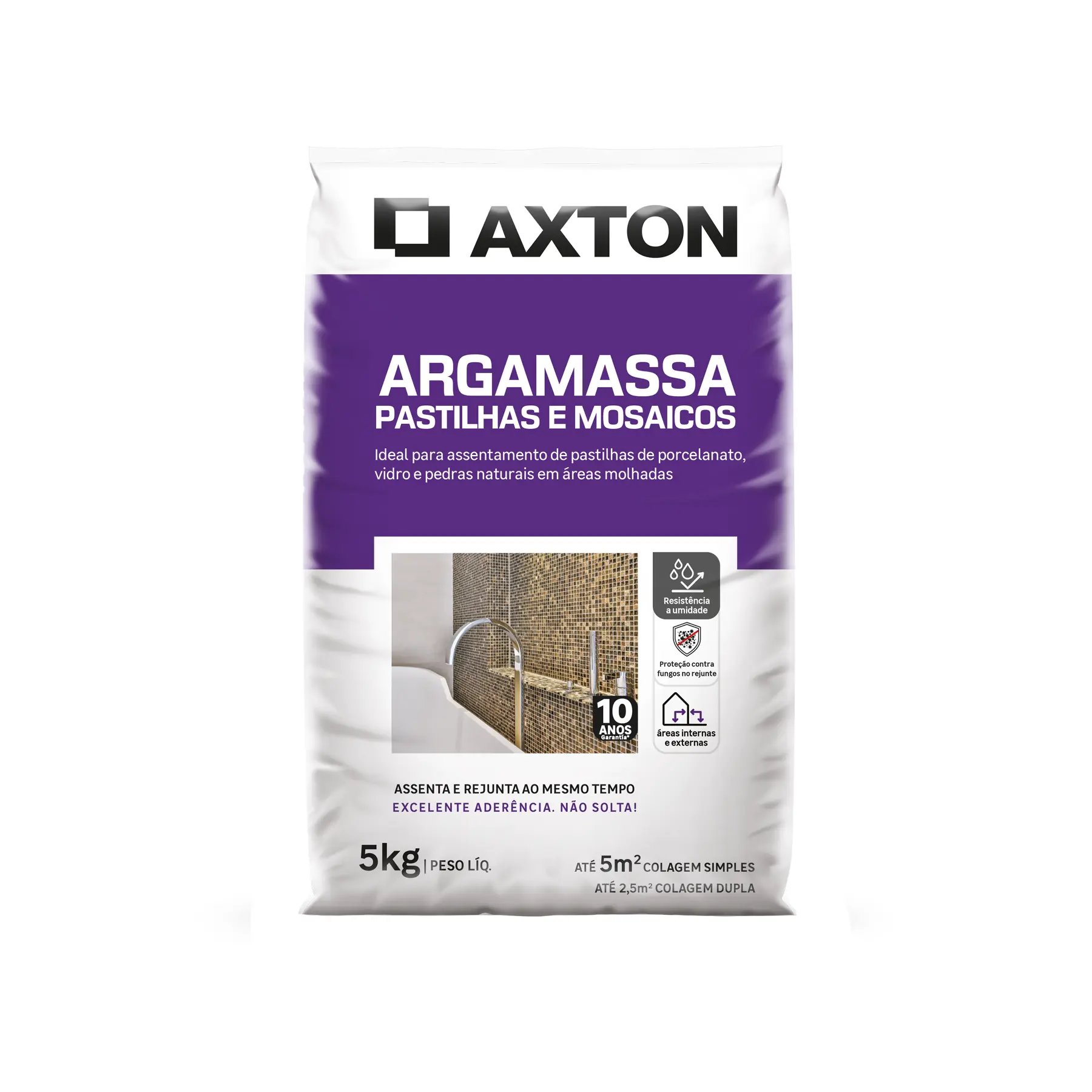 Argamassa Colante Pastilhas e Mosaicos Interno|Externo 5kg Branca Axton
