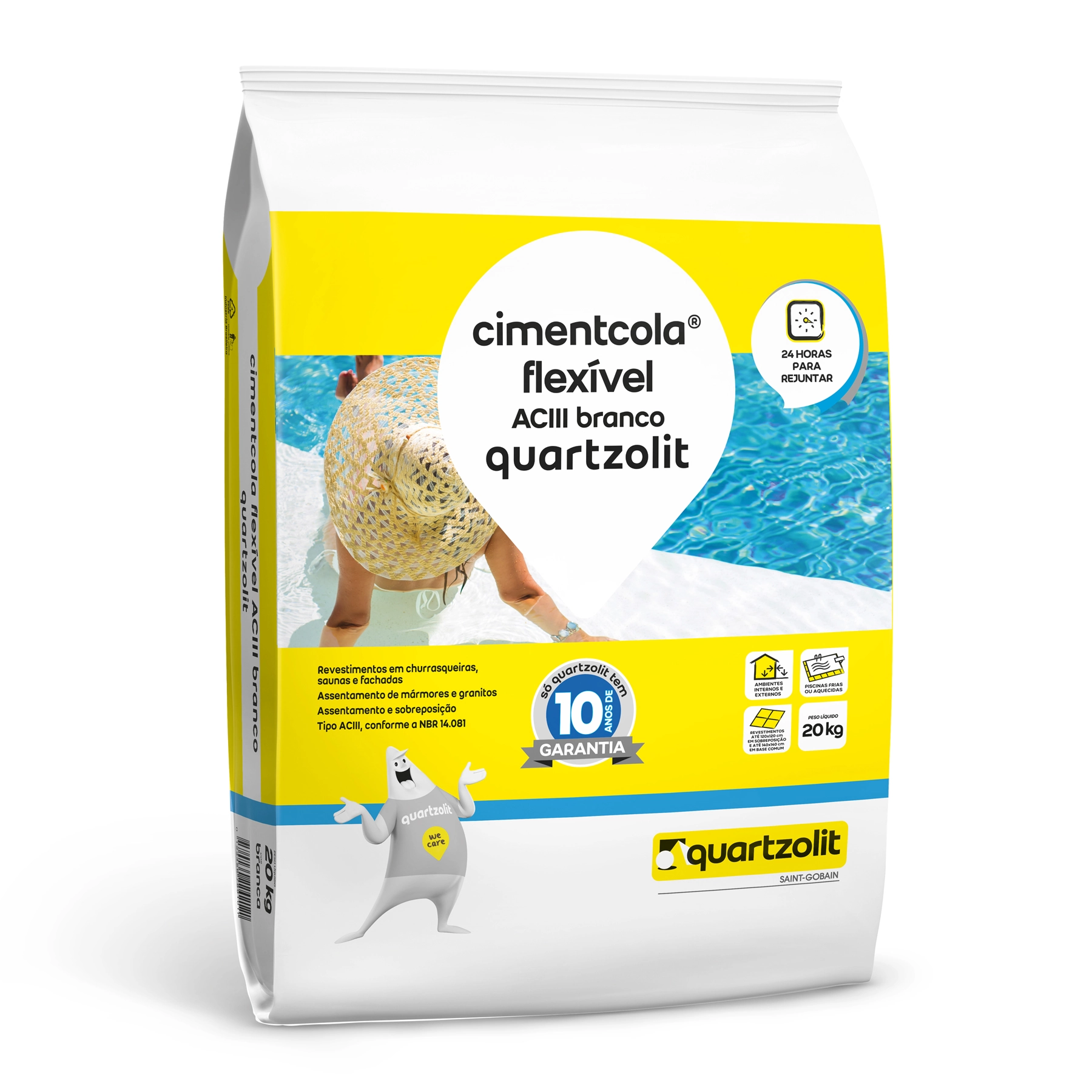 Argamassa ACIII Interno e Externo 20kg Branco Quartzolit