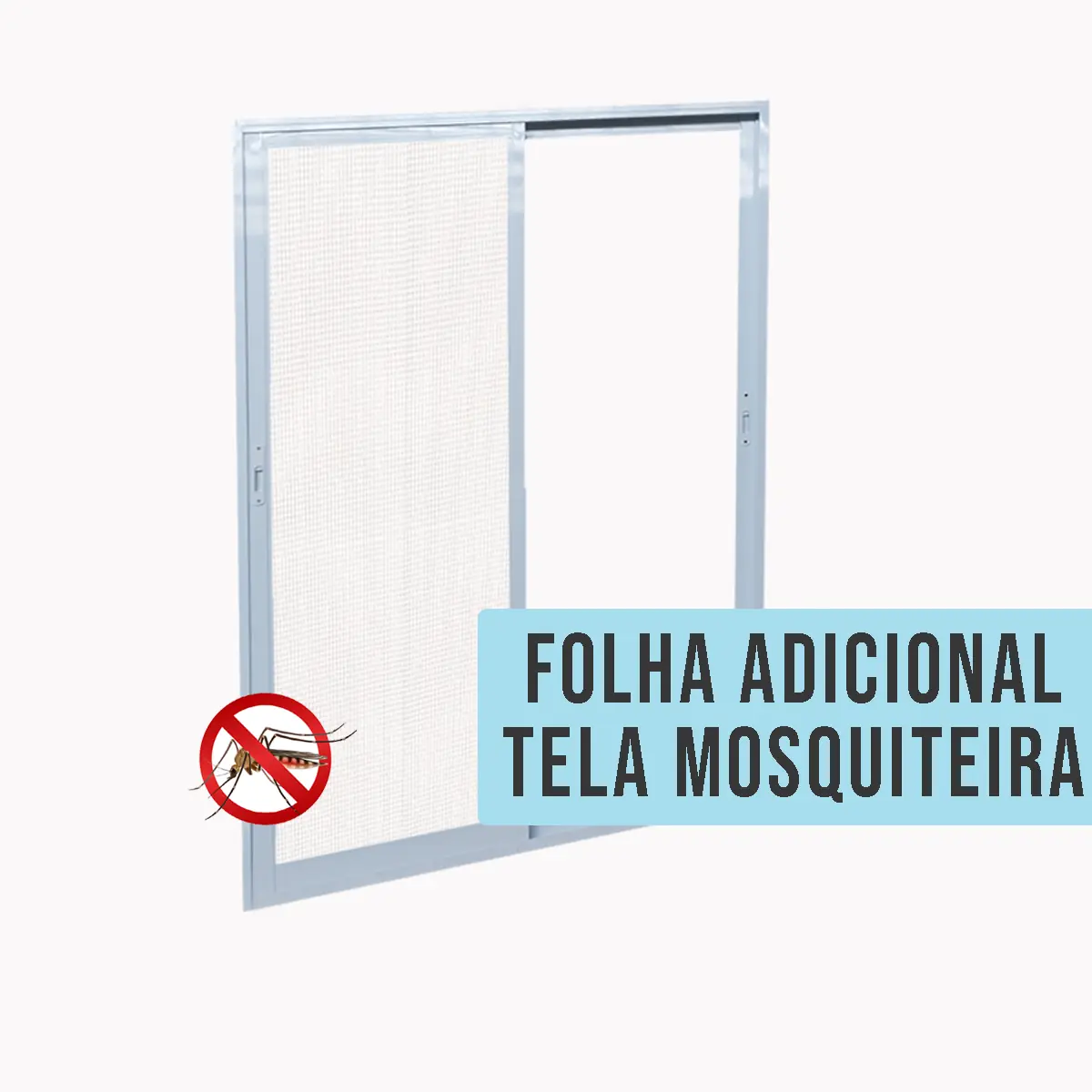 Porta de Correr Balcão 2 Folhas Móveis Alumínio Branco com Tela Mosquiteira Sob Medida Linha 25 OGB Esquadrias