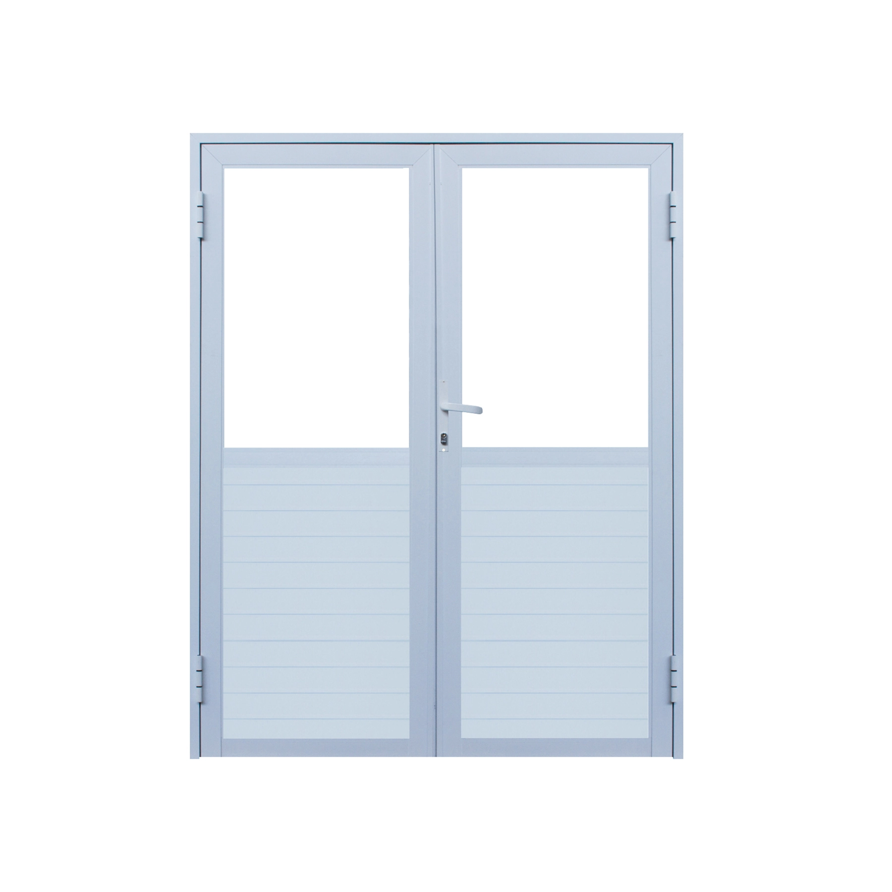 Porta de Giro Lambrill 2 Folhas Alumínio Branco Sob Medida Linha 25 OGB Esquadrias