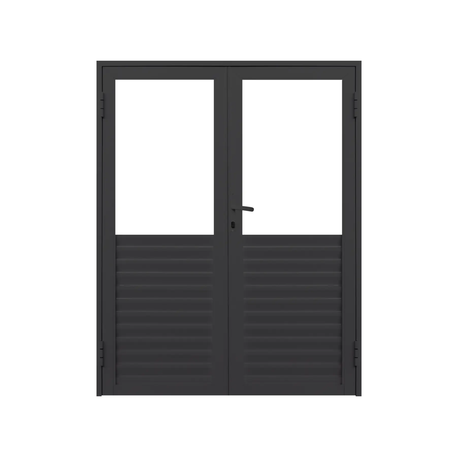 Porta de Giro Veneziana 2 Folhas Alumínio Preto Sob Medida Linha 25 OGB Esquadrias