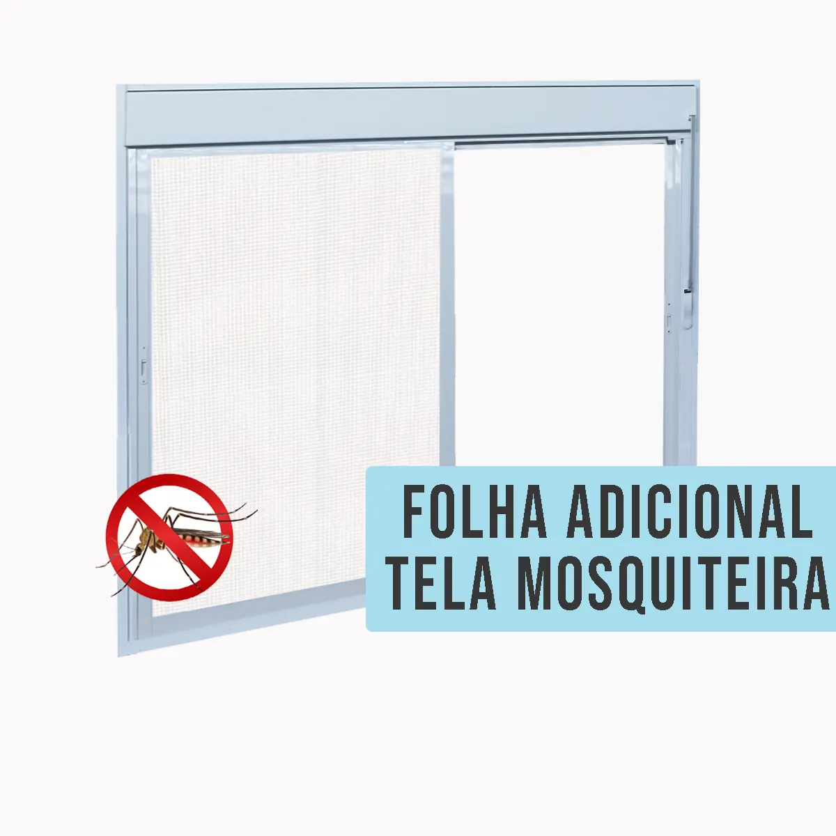 Porta de Correr 2 Folhas Alumínio Branco com Tela Mosquiteira Sob Medida Linha 25 OGB Esquadrias