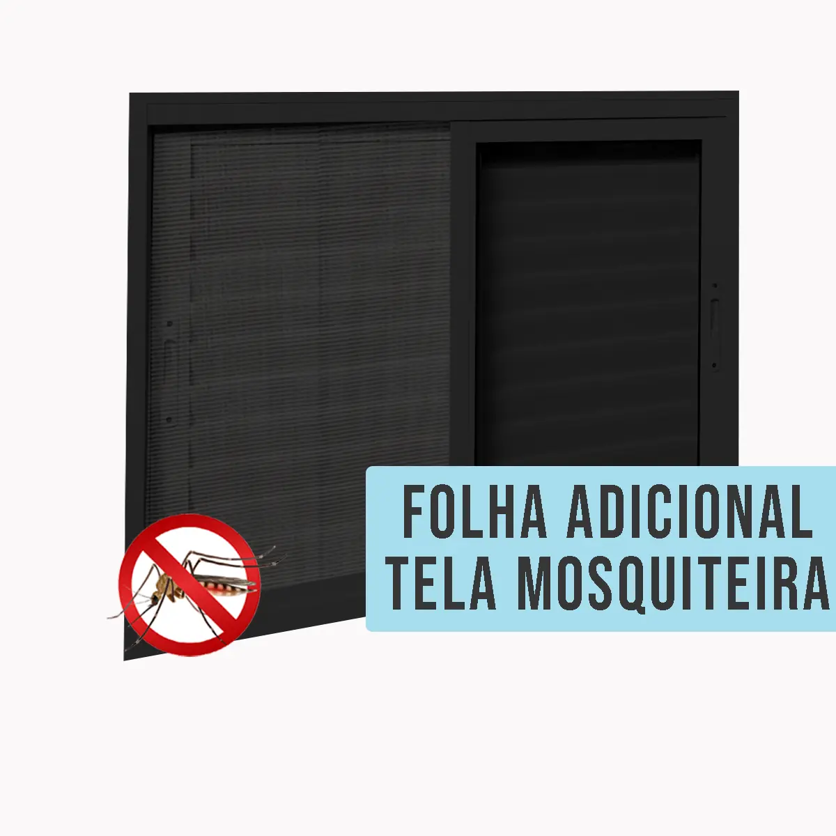 Janela Veneziana de Alumínio 3 Folhas com Tela Mosquiteira Sob Medida Linha 25 OGB Esquadrias Preta