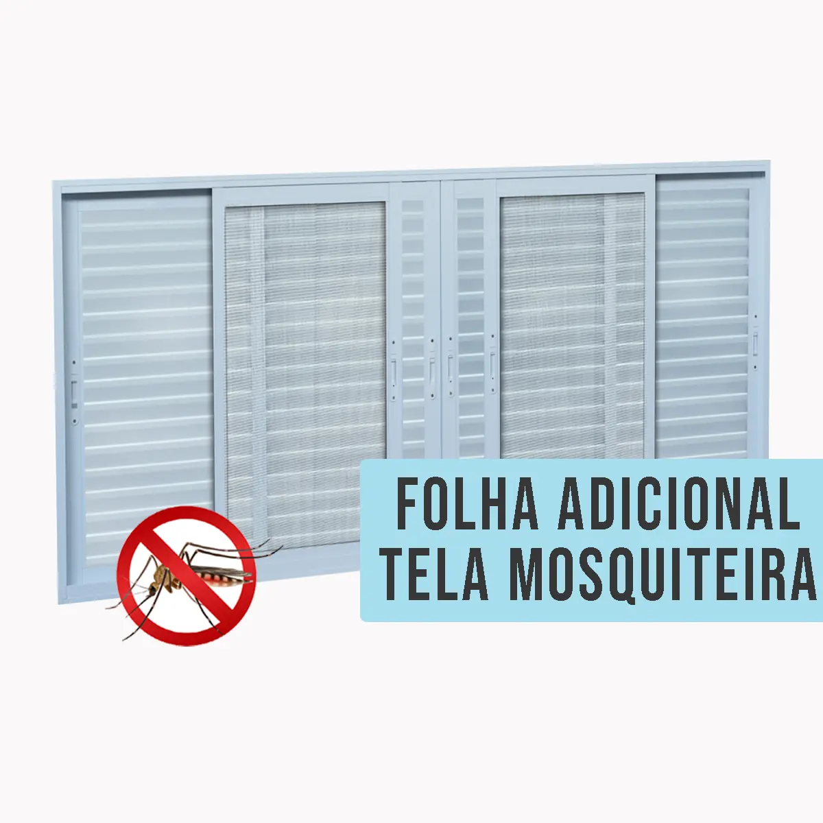Janela Veneziana de Alumínio 6 Folhas com Tela Mosquiteira Sob Medida Linha 25 OGB Esquadrias Branca