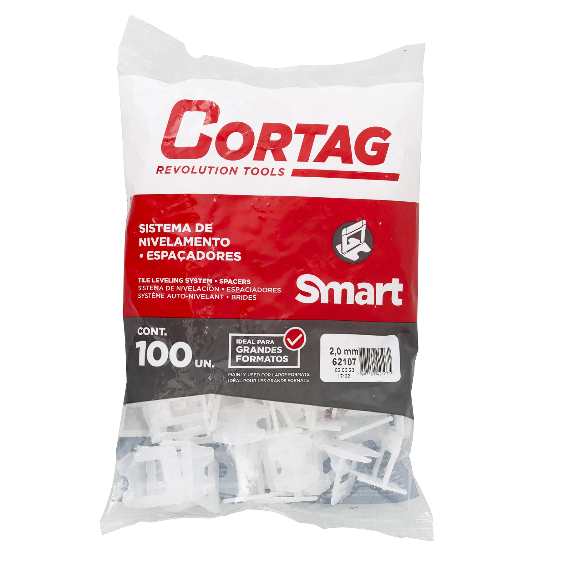 Espaçador Nivelador 2,0mm Smart Cortag Pacote com 100 Unidades