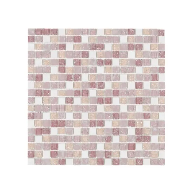 Pastilha GS306 30x30cm Bege, Rosa e Branca Glass Mosaic