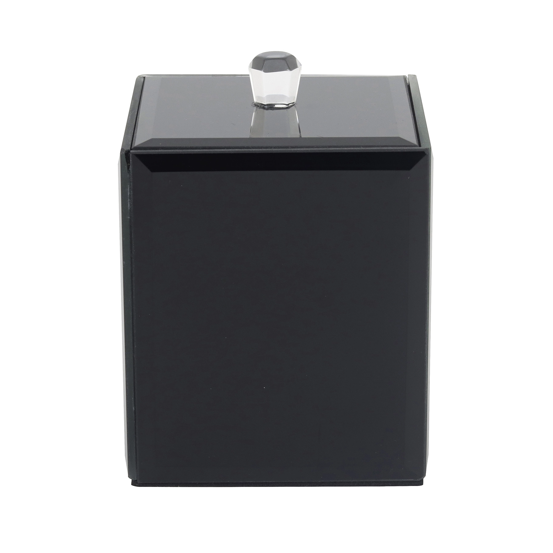 Porta Algodão de Bancada para Banheiro Vidro Preto Espelhada Mabruk