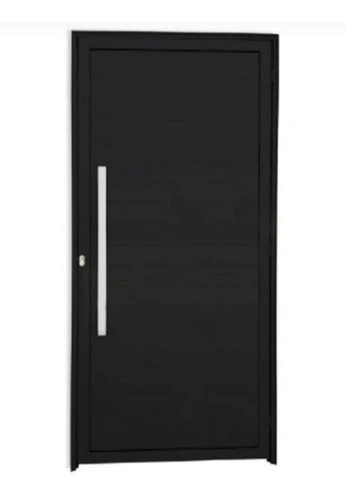 Kit Porta Alumínio de Giro Preto com Batente Sob Medida