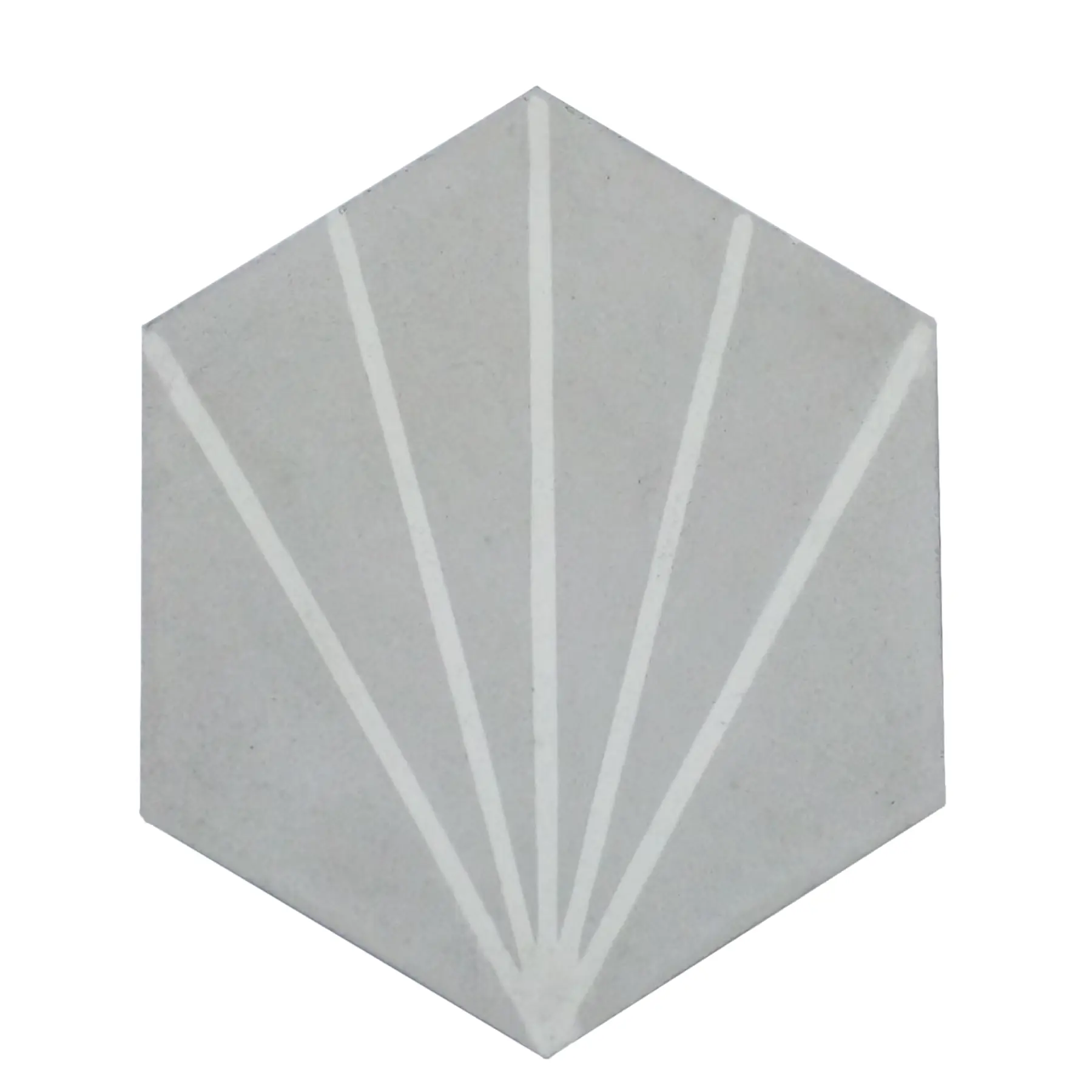 Ladrilho Hidráulico Hexagonal Raio Sol Cinza Gelo E Branco 15x17cm Oficina Yby