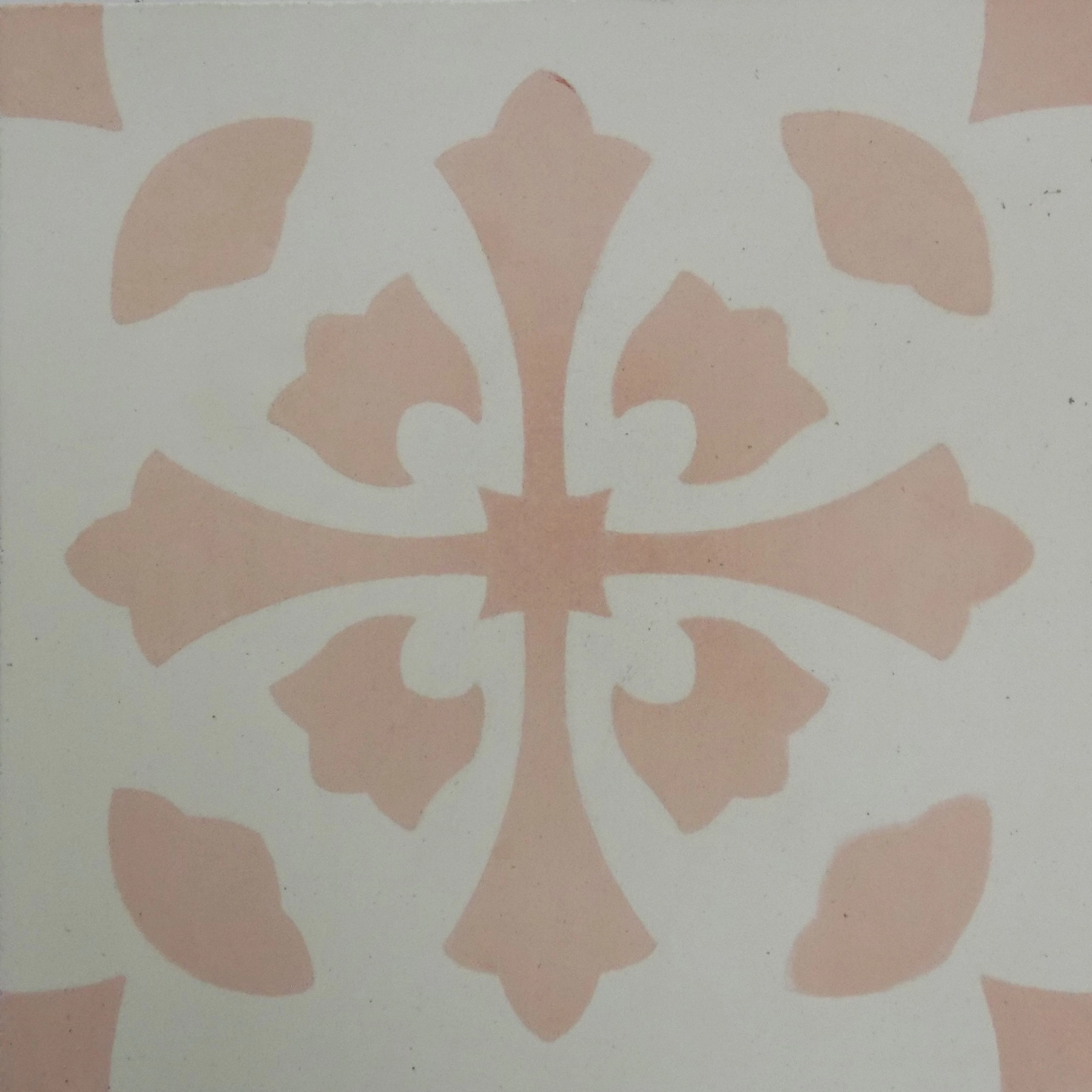 Ladrilho Hidráulico Quadrado Amaralis Rosa Claro E Branco 20x20cm Oficina Yby