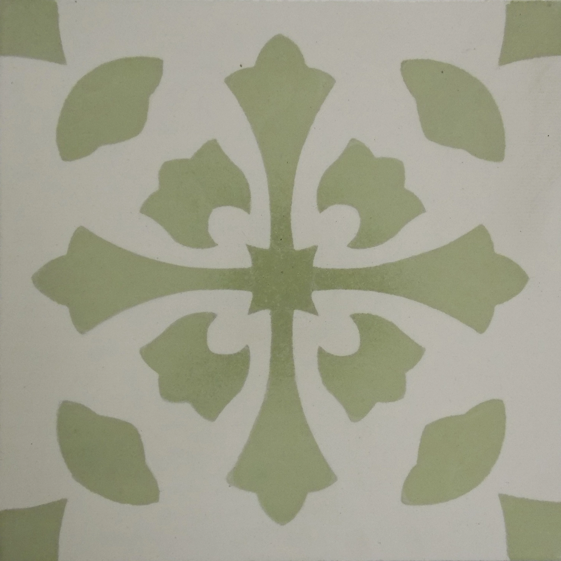 Ladrilho Hidráulico Quadrado Amaralis Verde E Branco 20x20cm Oficina Yby