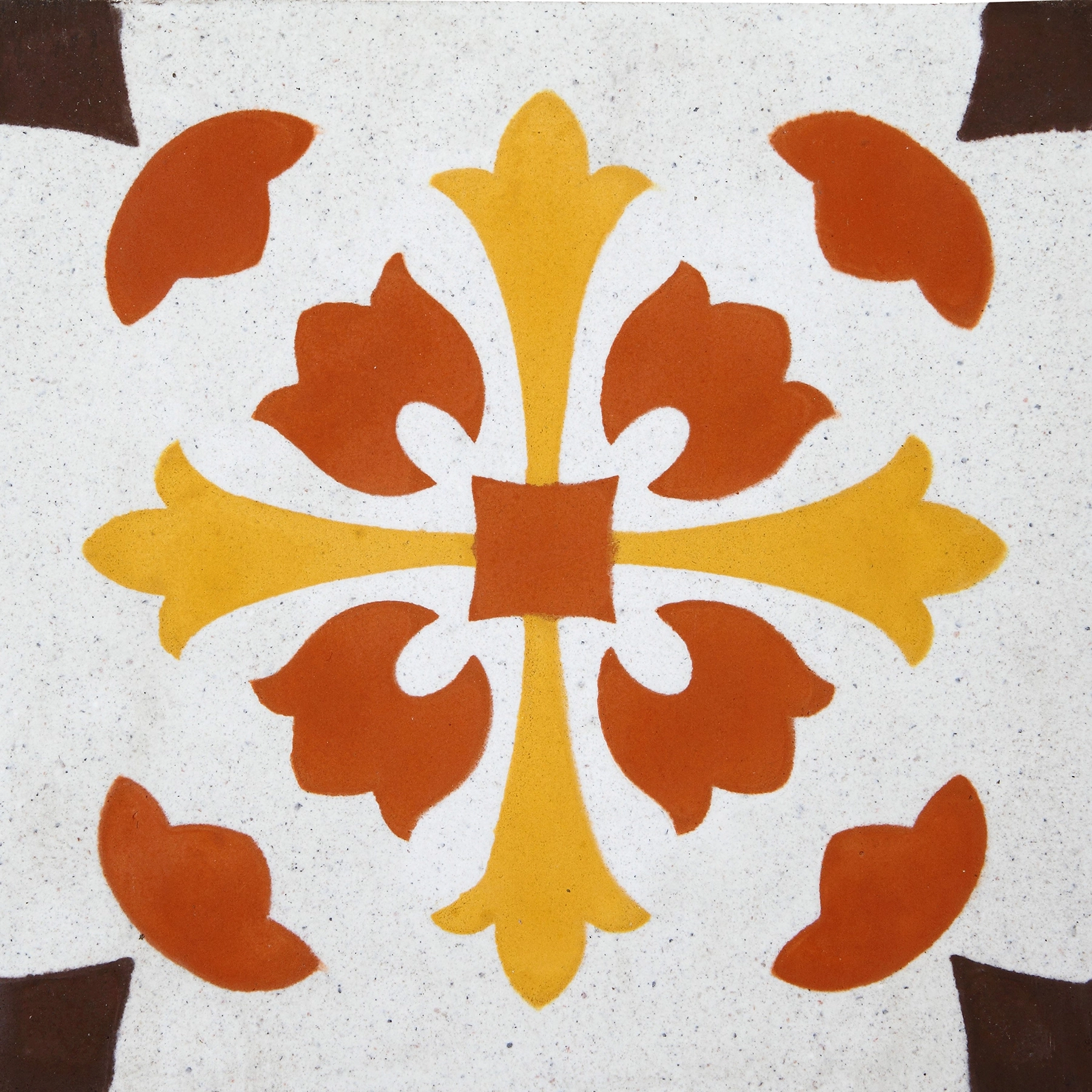 Ladrilho Hidráulico Quadrado Amaralis 2 Branco E Marrom 20x20cm Oficina Yby