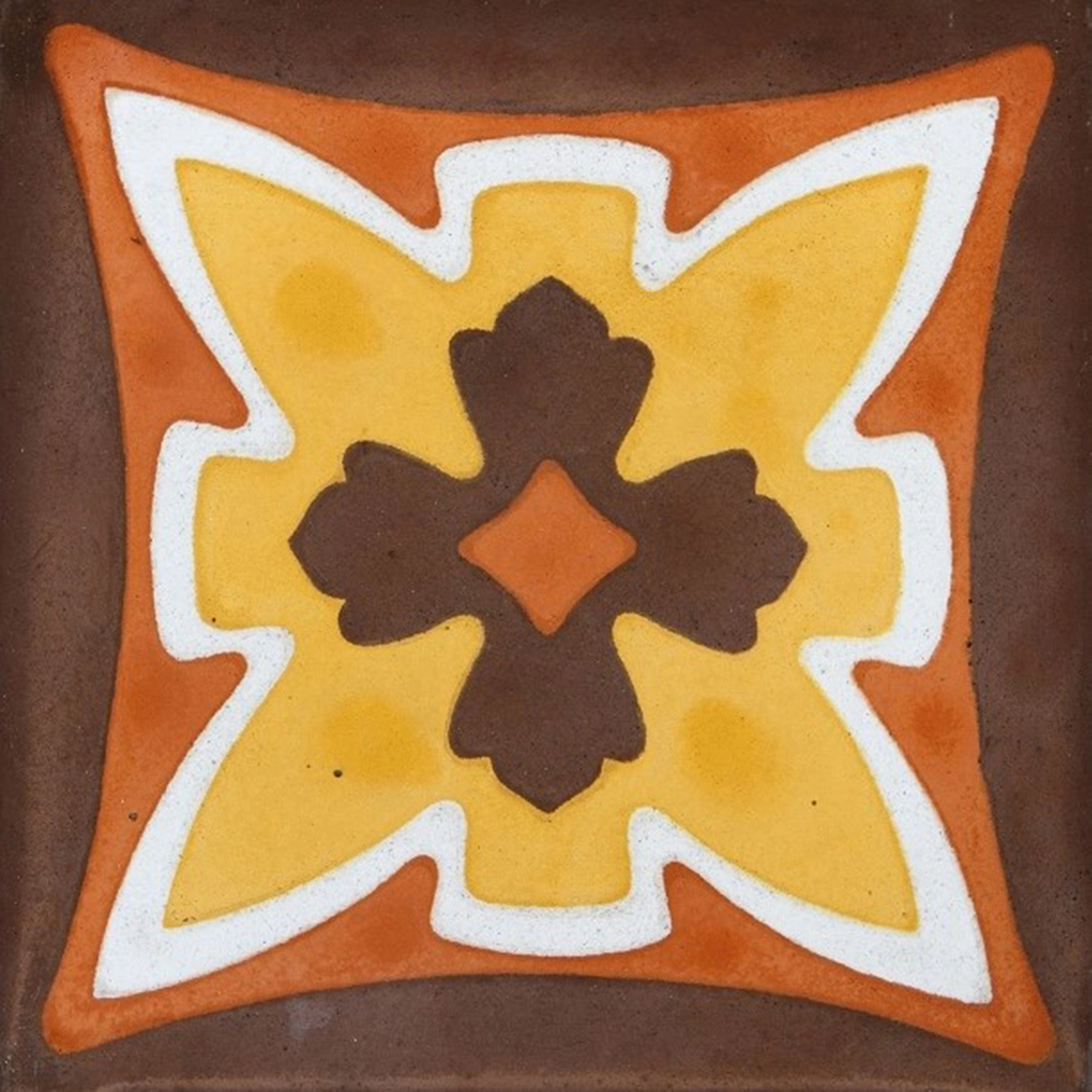 Ladrilho Hidráulico Quadrado Angelica 1 Amarelo E Marrom 20x20cm Oficina Yby