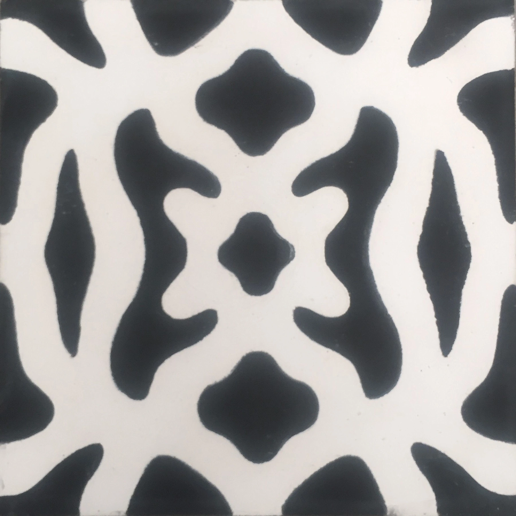 Ladrilho Hidráulico Quadrado Damasco Preto e Branco 20x20cm Oficina Yby