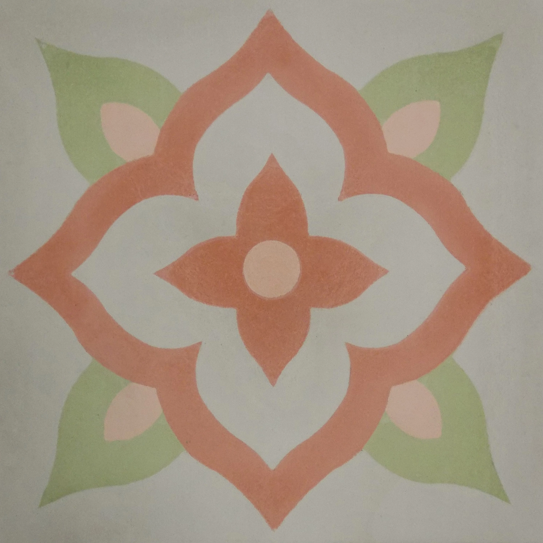 Ladrilho Hidráulico Quadrado Lirio Rosa e Verde 20x20cm Oficina Yby