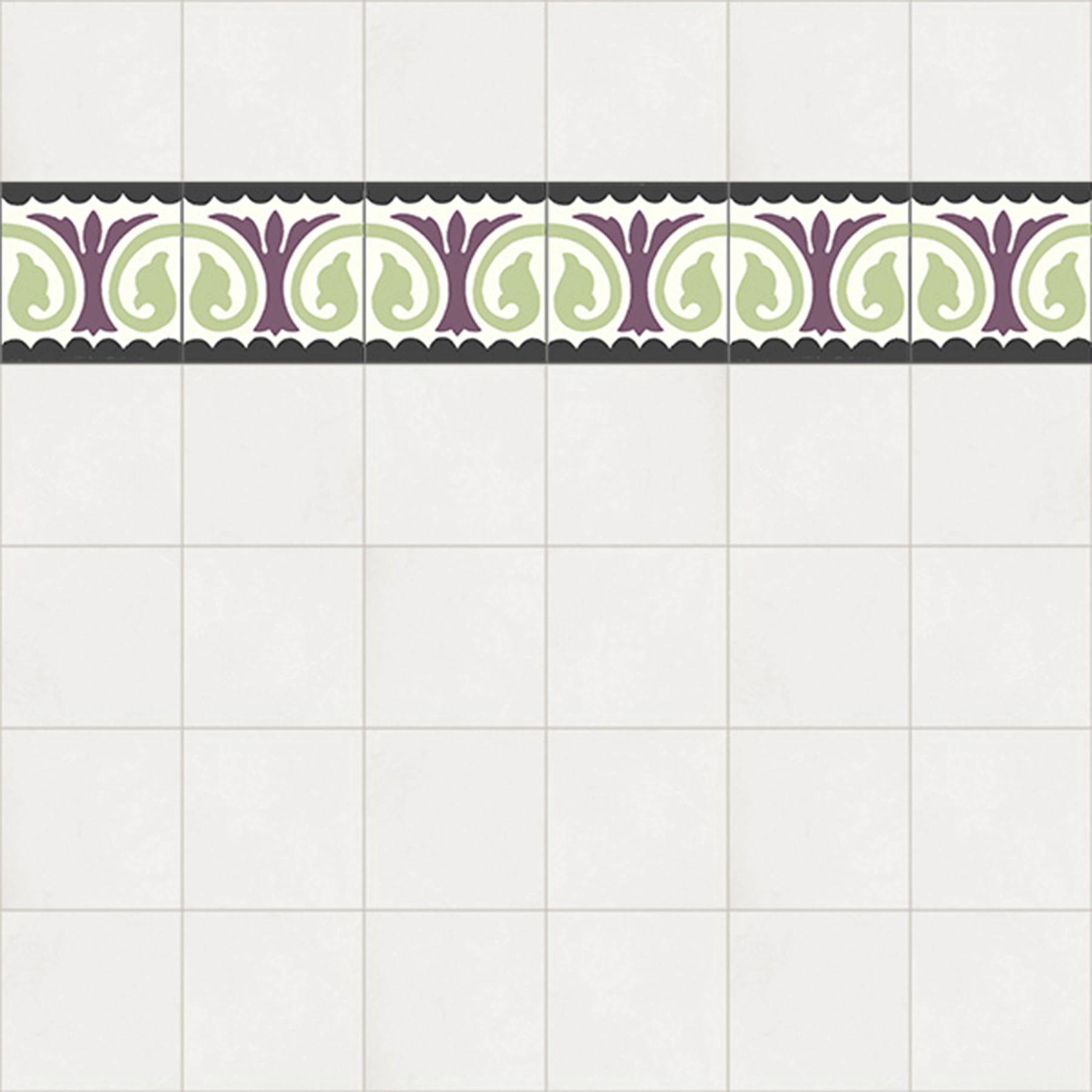 Ladrilho Hidráulico Quadrado Fonte Chafariz Roxo e Preto 20x20cm Oficina Yby