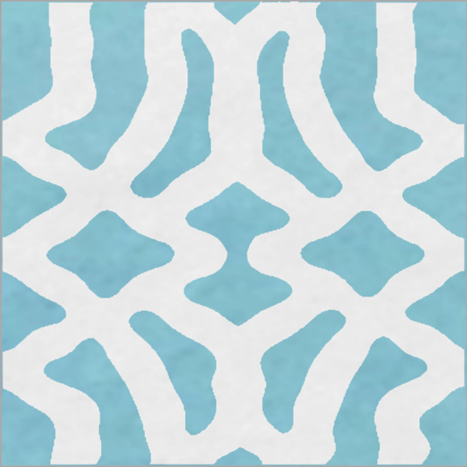 Ladrilho Hidráulico Quadrado Indian Turquesa e Branco 20x20cm Oficina Yby