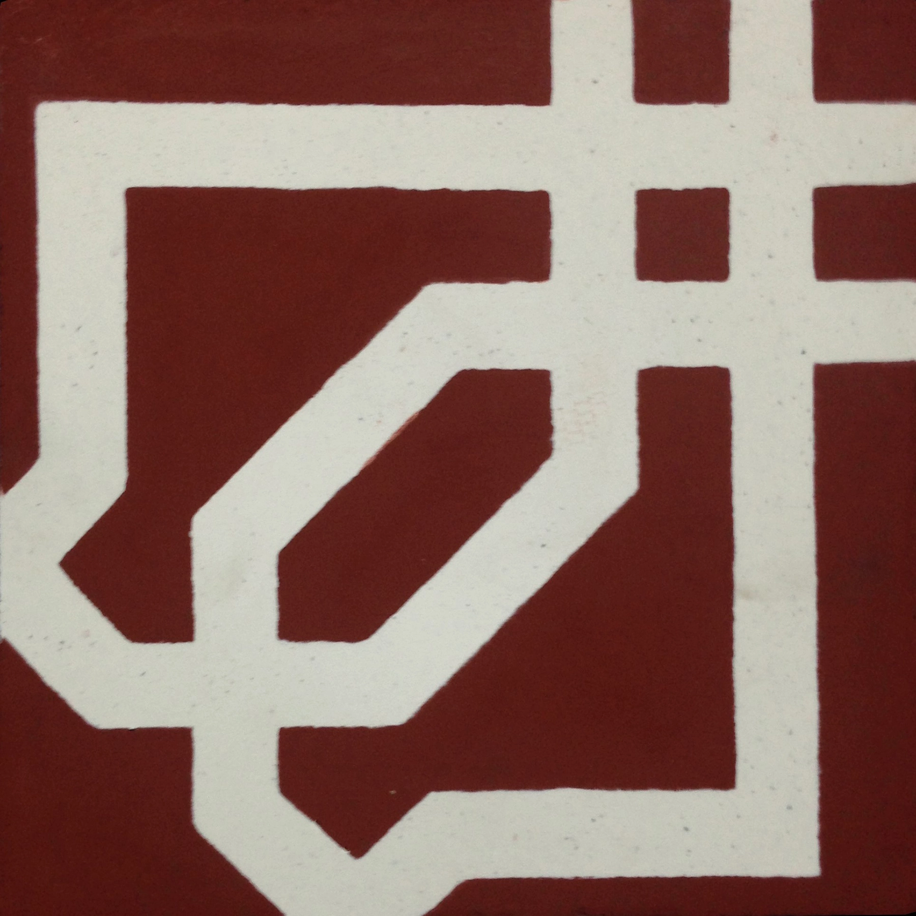 Ladrilho Hidráulico Quadrado Ploter Vermelho e Branco 20x20cm Oficina