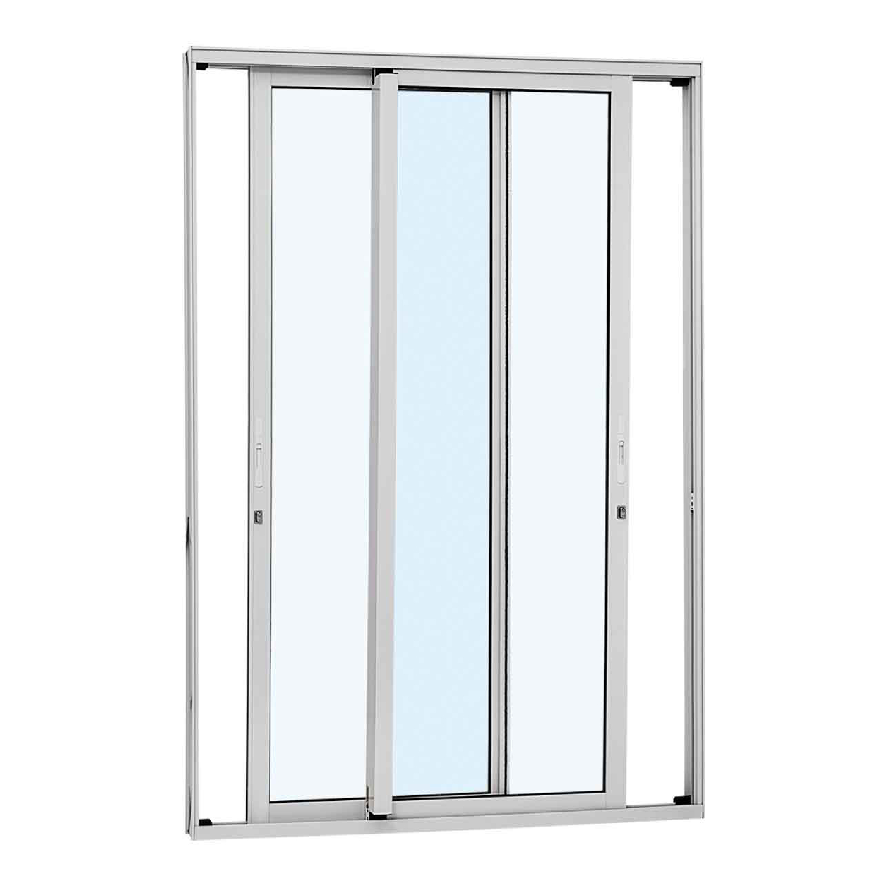 Porta Balcão de Correr 2 Folhas Alumínio Branco Sob Medida Allufort