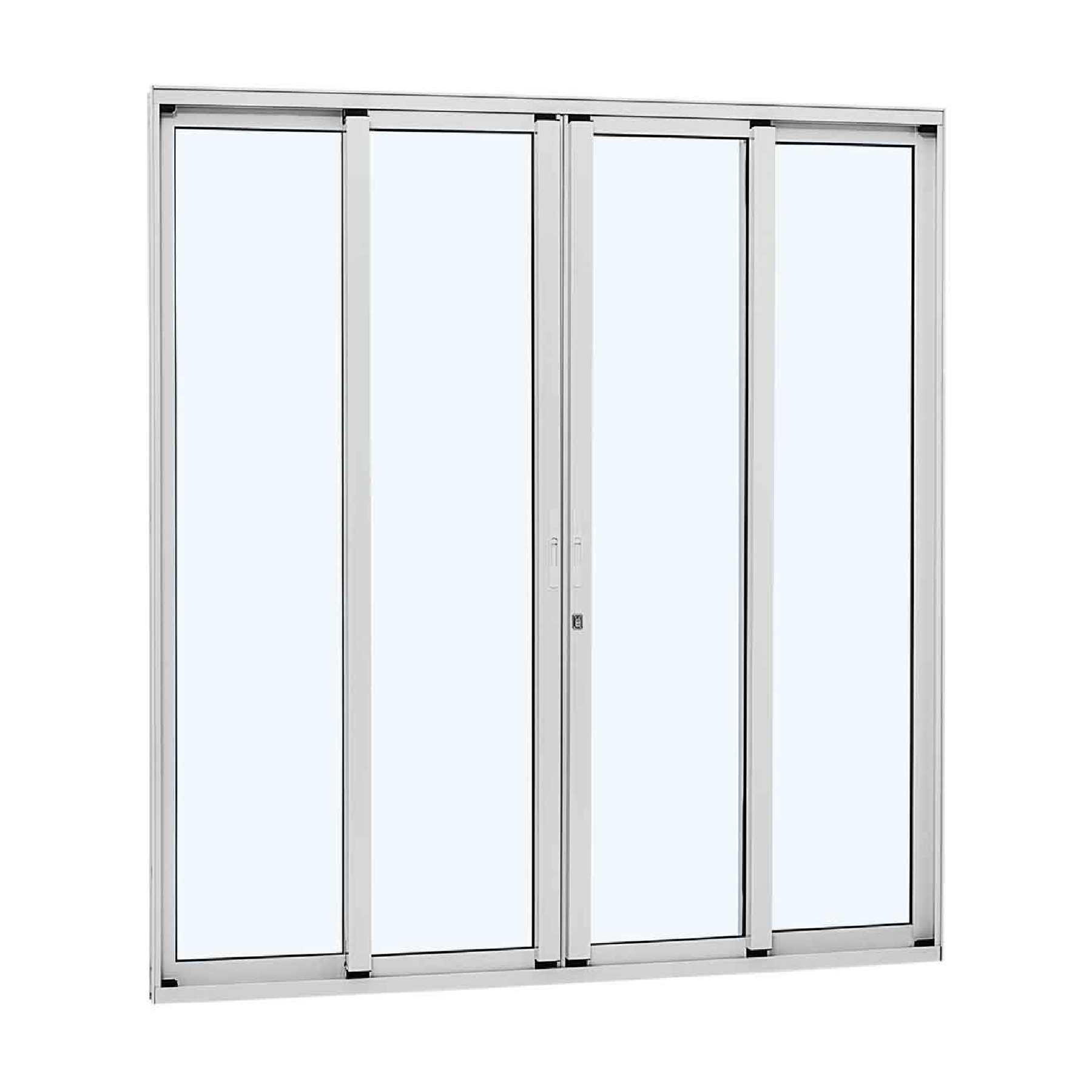 Porta Balcão de Correr com Tela 4 Folhas Alumínio Branco Sob Medida Allufort