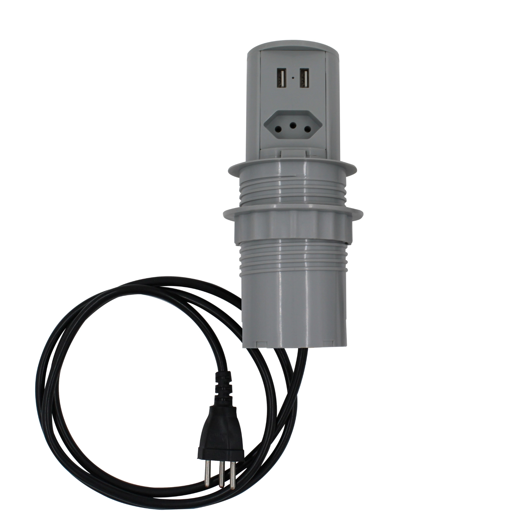 Extensão Mini Totem 1 Tomada + 2Usb Max 2200W Cinza Dutotec