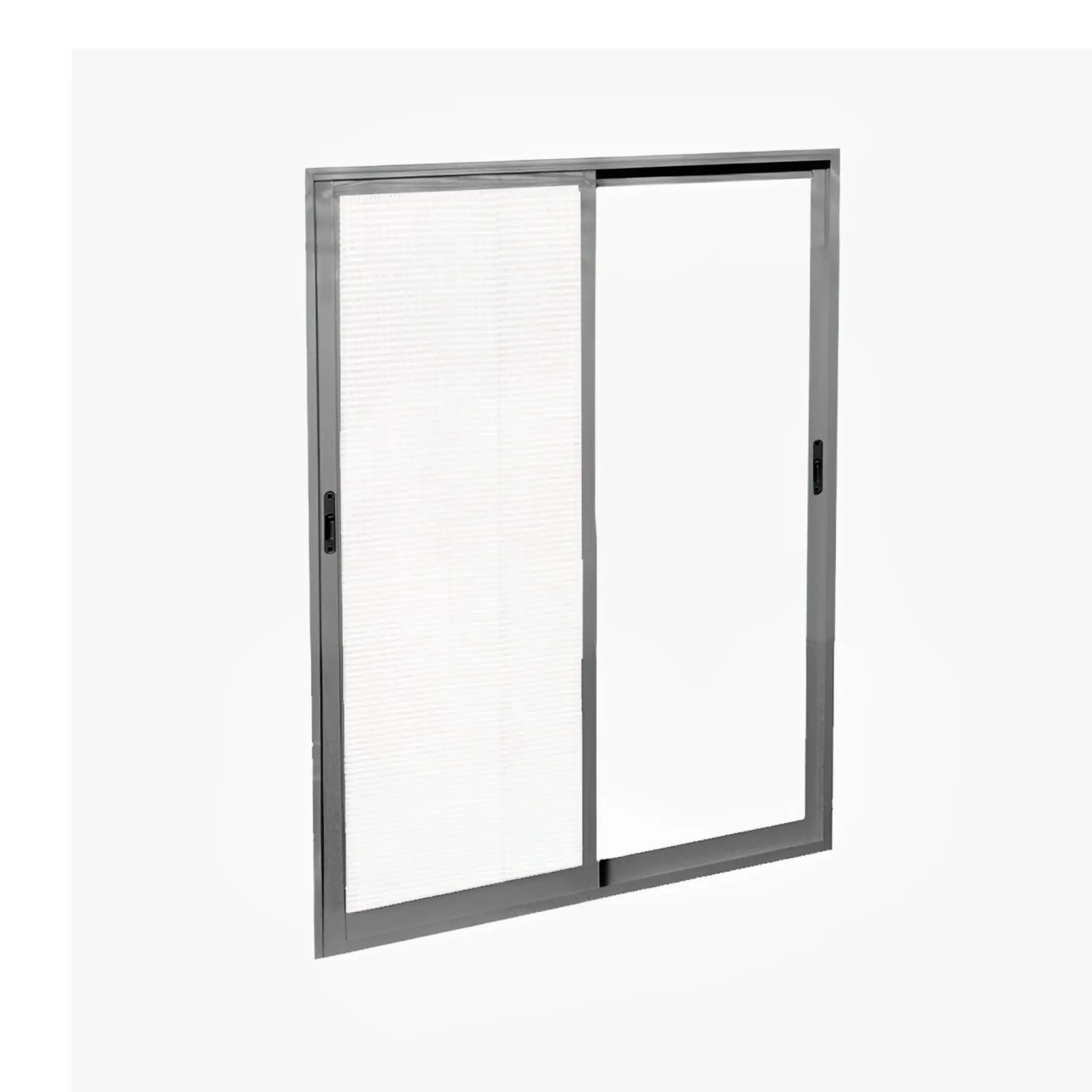 Porta de Correr Balcão 2 Folhas Alumínio Pintado Cinza com Tela Mosquiteira Sob Medida Linha 25 OGB Esquadrias