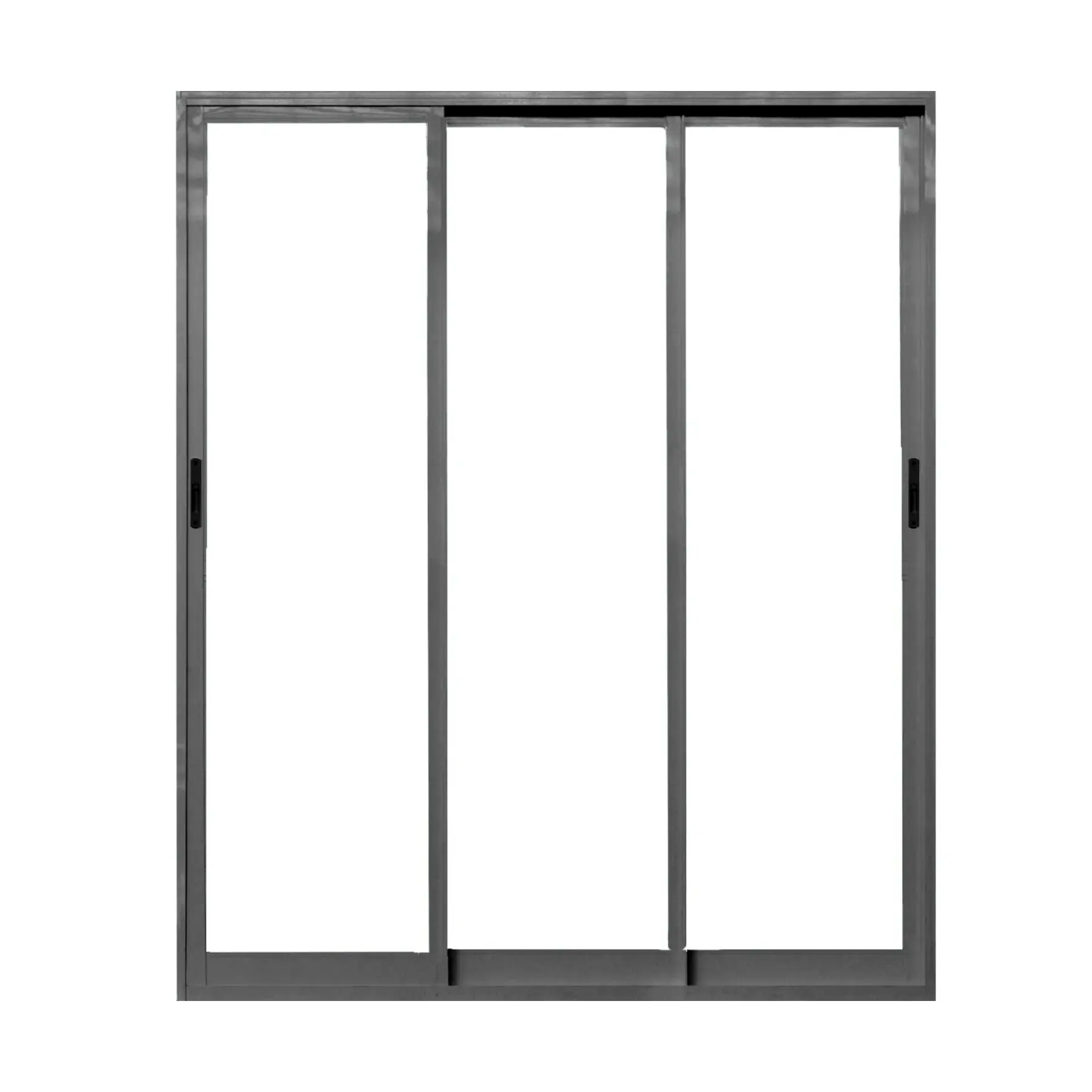 Porta de Correr Balcão 3 Folhas Alumínio Pintado Cinza Sob Medida Linha 25 OGB Esquadrias