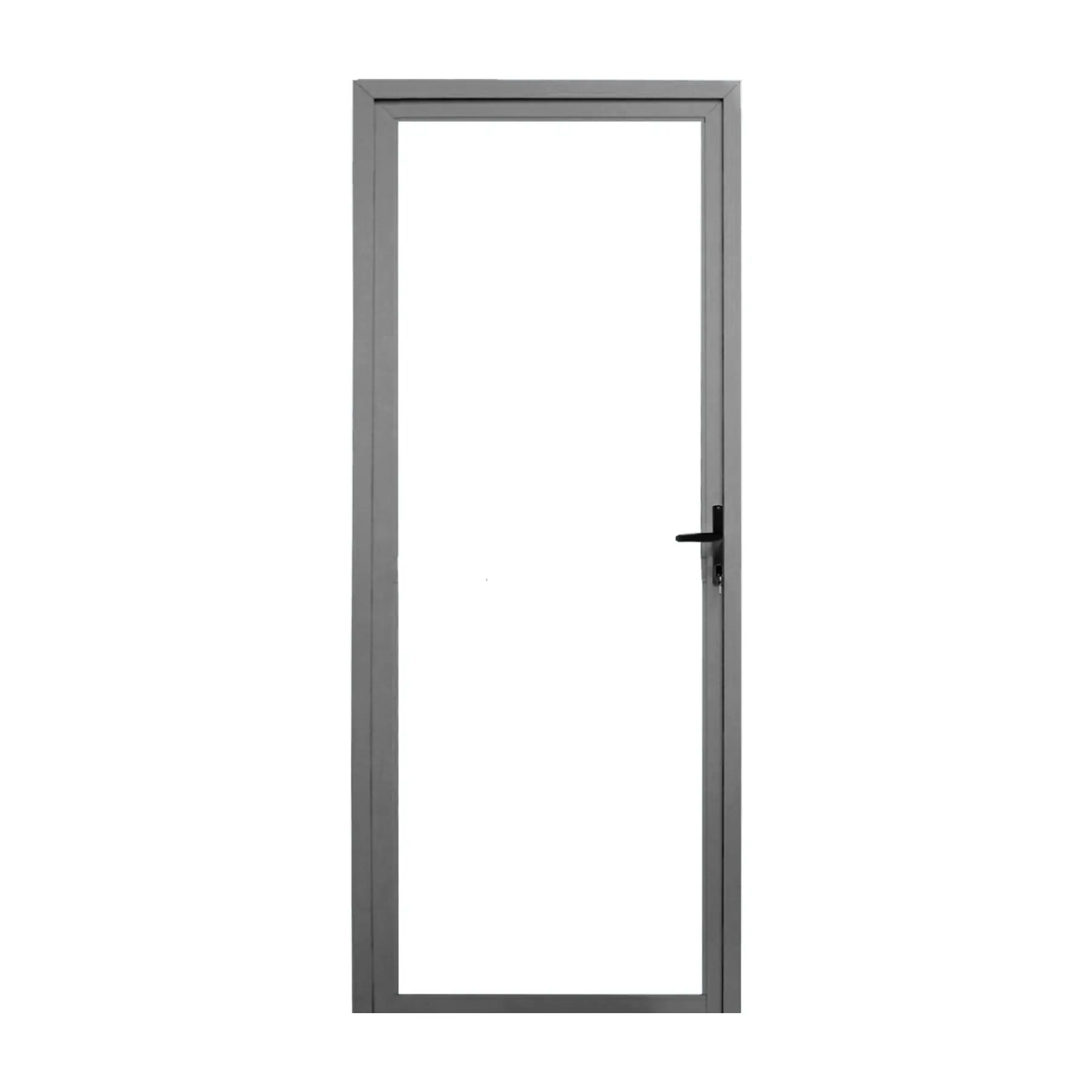 Porta de Giro Vidro 1 Folha Alumínio Pintado Cinza Sob Medida Linha 25 OGB Esquadrias
