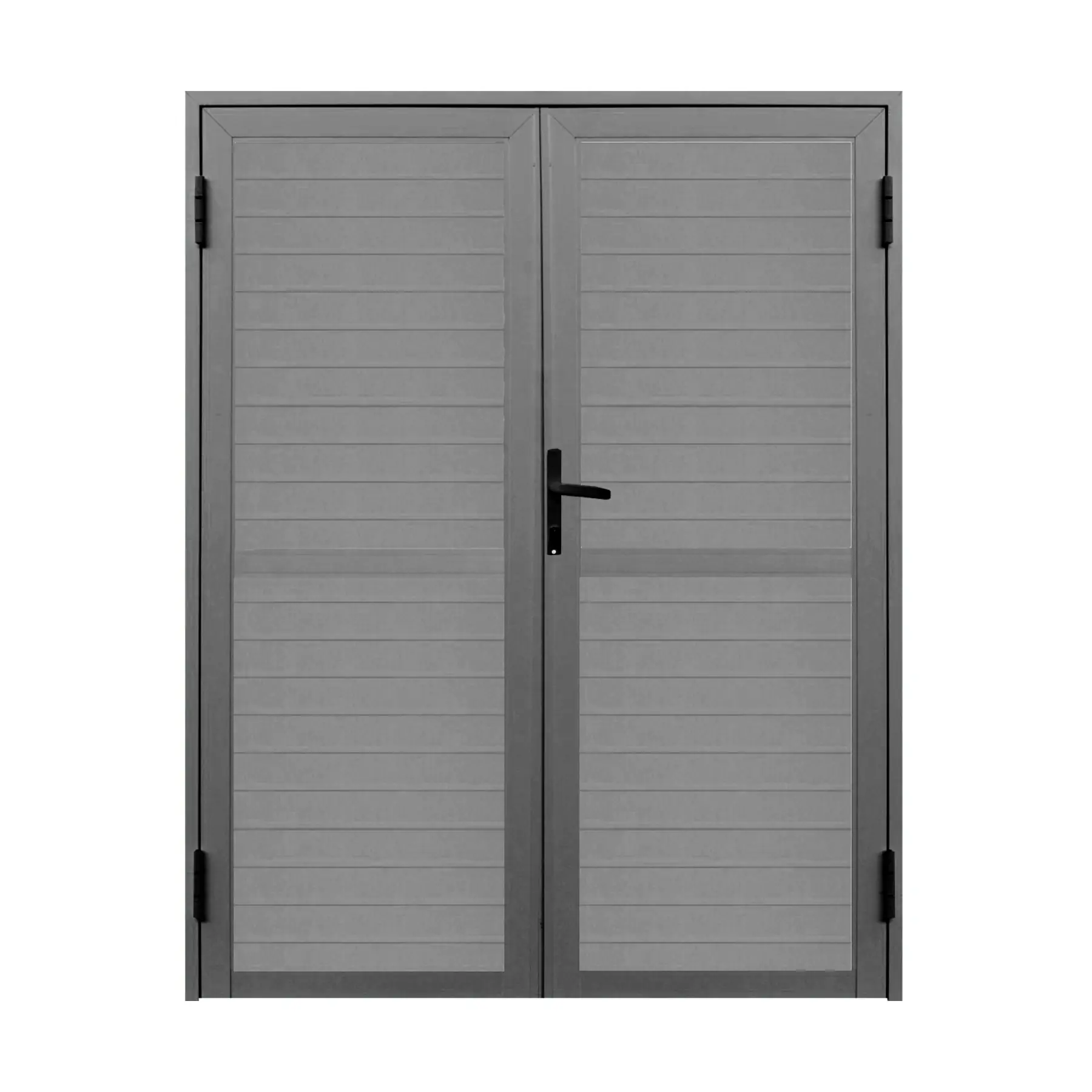 Porta de Giro Lambrill 2 Folhas Alumínio Pintado Cinza Sob Medida Linha 25 OGB Esquadrias