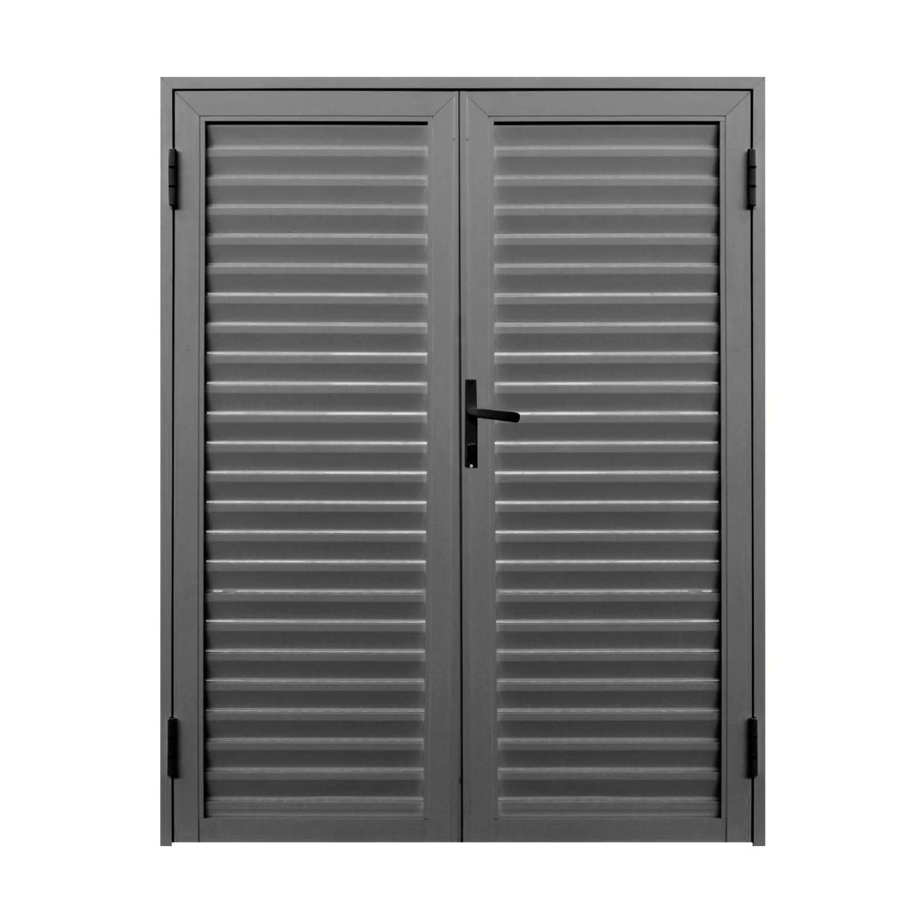 Porta de Giro Veneziana 2 Folhas Alumínio Pintado Cinza Sob Medida Linha 25 OGB Esquadrias