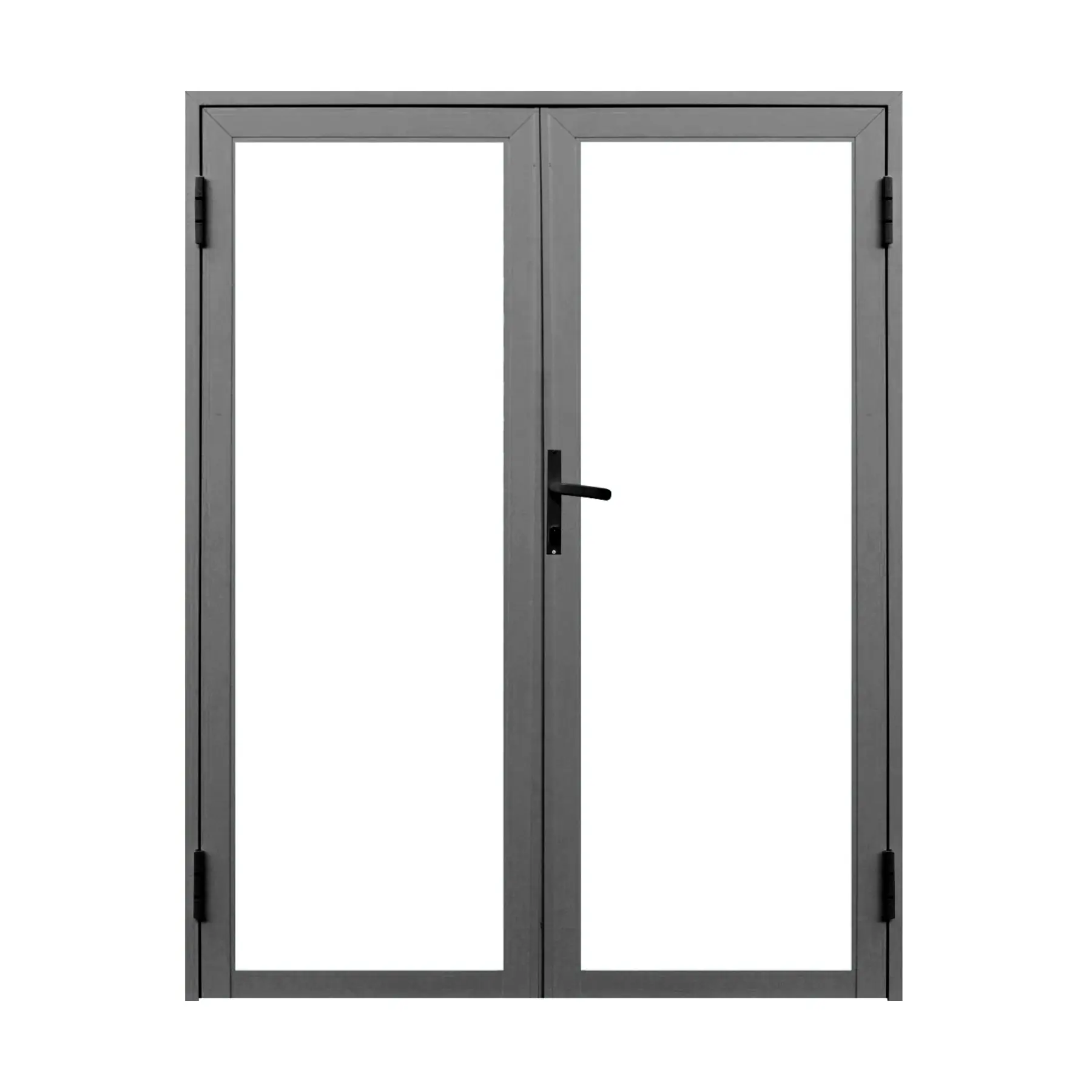 Porta de Giro Vidro 2 Folhas Alumínio Pintado Cinza Sob Medida Linha 25 OGB Esquadrias